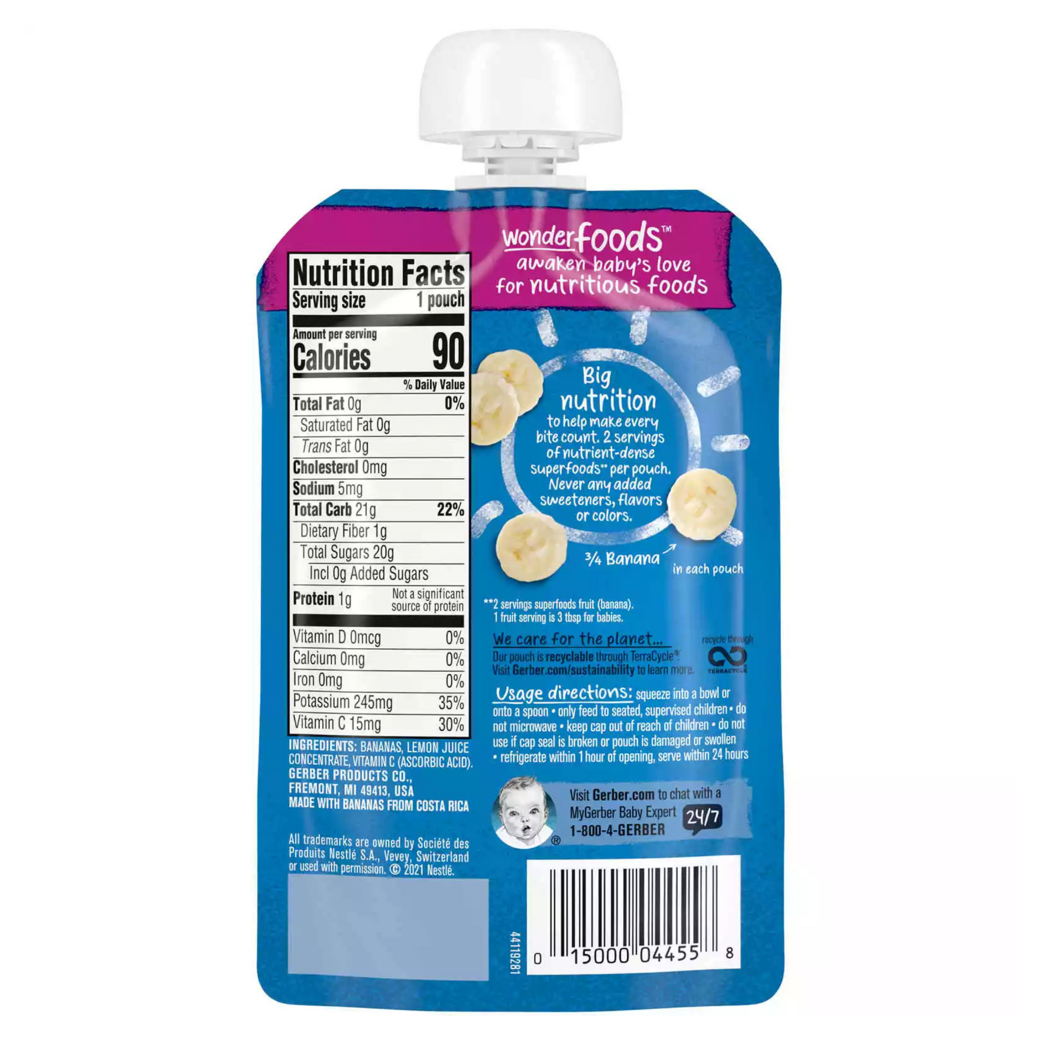 Natural for Baby, Wonder Foods, 2nd Foods, Banana, 3.5 oz (99 g)