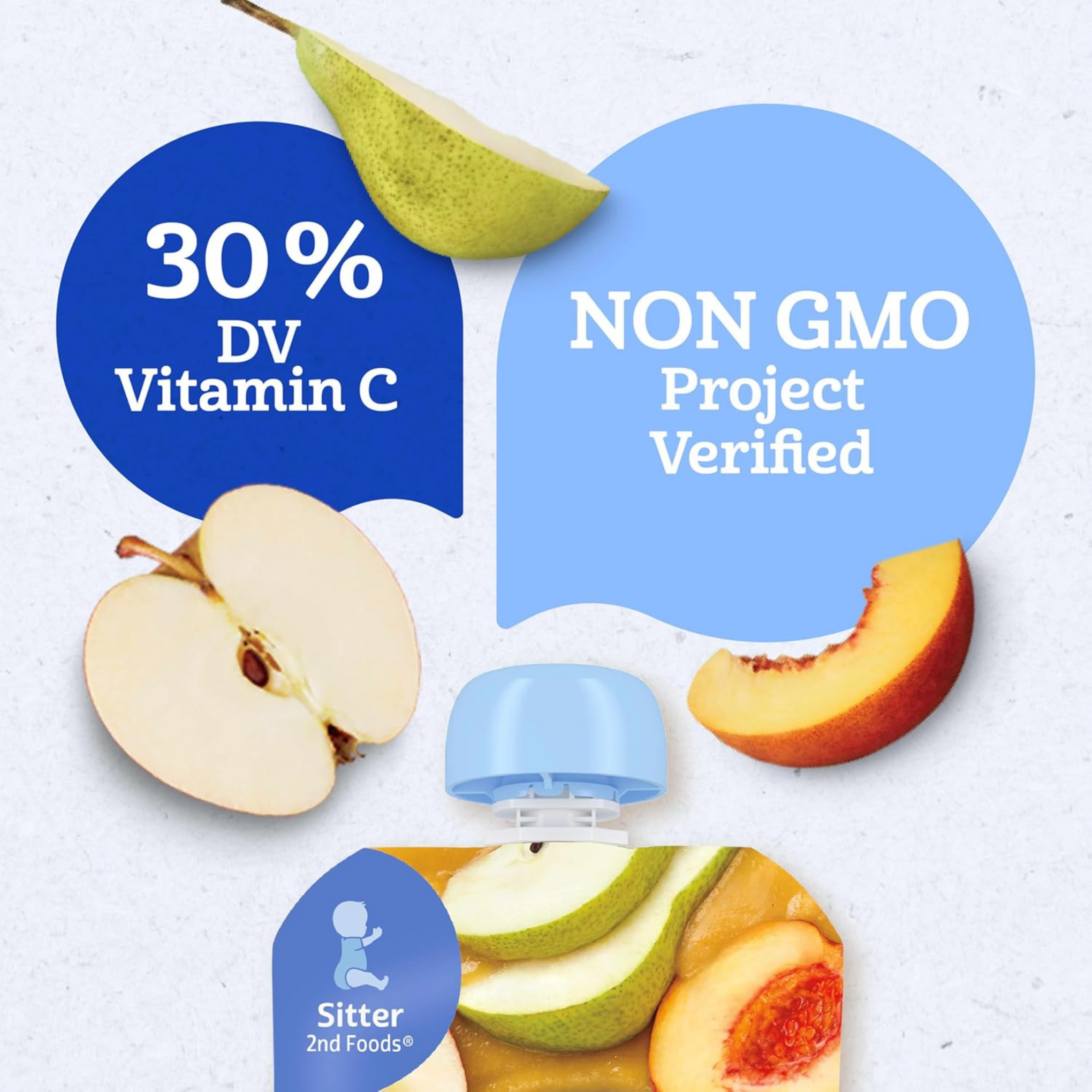 Gerber Toddler Baby Food Pouch Non-GMO Apple Pear Peach - 3.5 oz