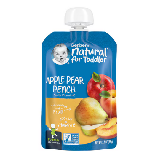Gerber Toddler Baby Food Pouch Non-GMO Apple Pear Peach - 3.5 oz