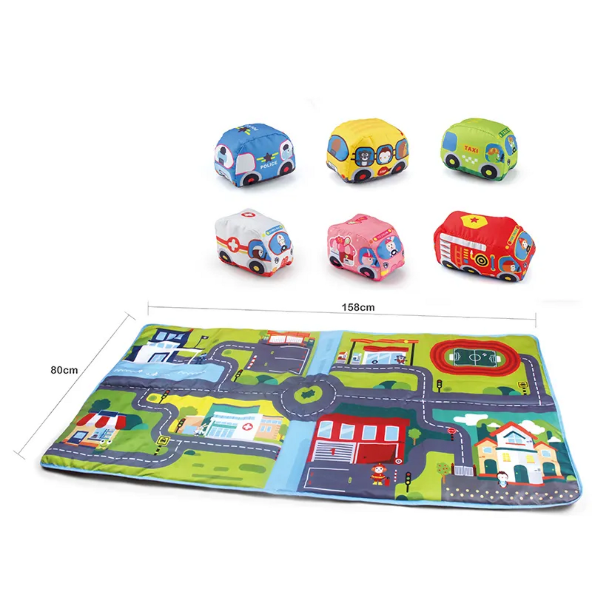Smile Baby Monster Trucks Cartoon Animal Early Educational Learning Toys, Pull Back Kids Gift Cloth Vehicles Game Carpet