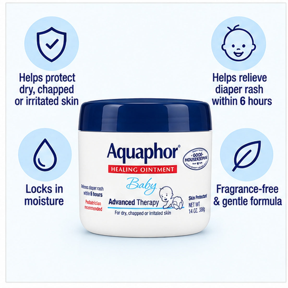 Aquaphor Baby Advanced Therapy Healing Ointment Skin Protectant 14 Ounce Jar 