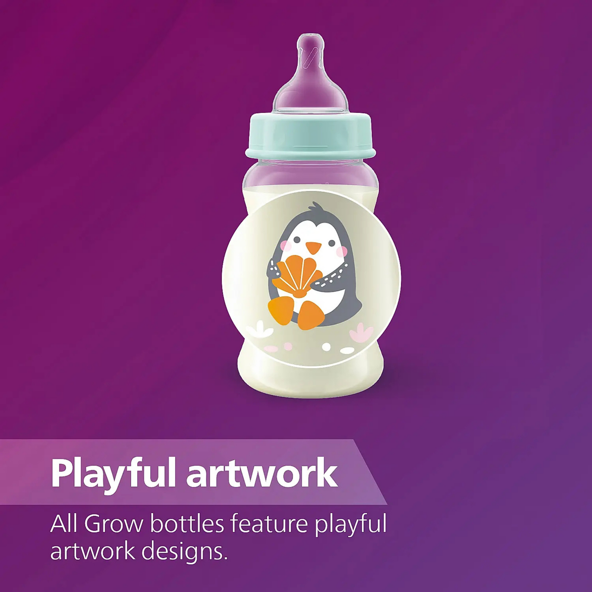 Philips Avent Grow Feeding Bottle 330ml by Toy Station| Anti-Colic | Easy Fill,Easy Clean|BPA Free | with 6M+ Flow Teat | Made in India (SCF064/01)