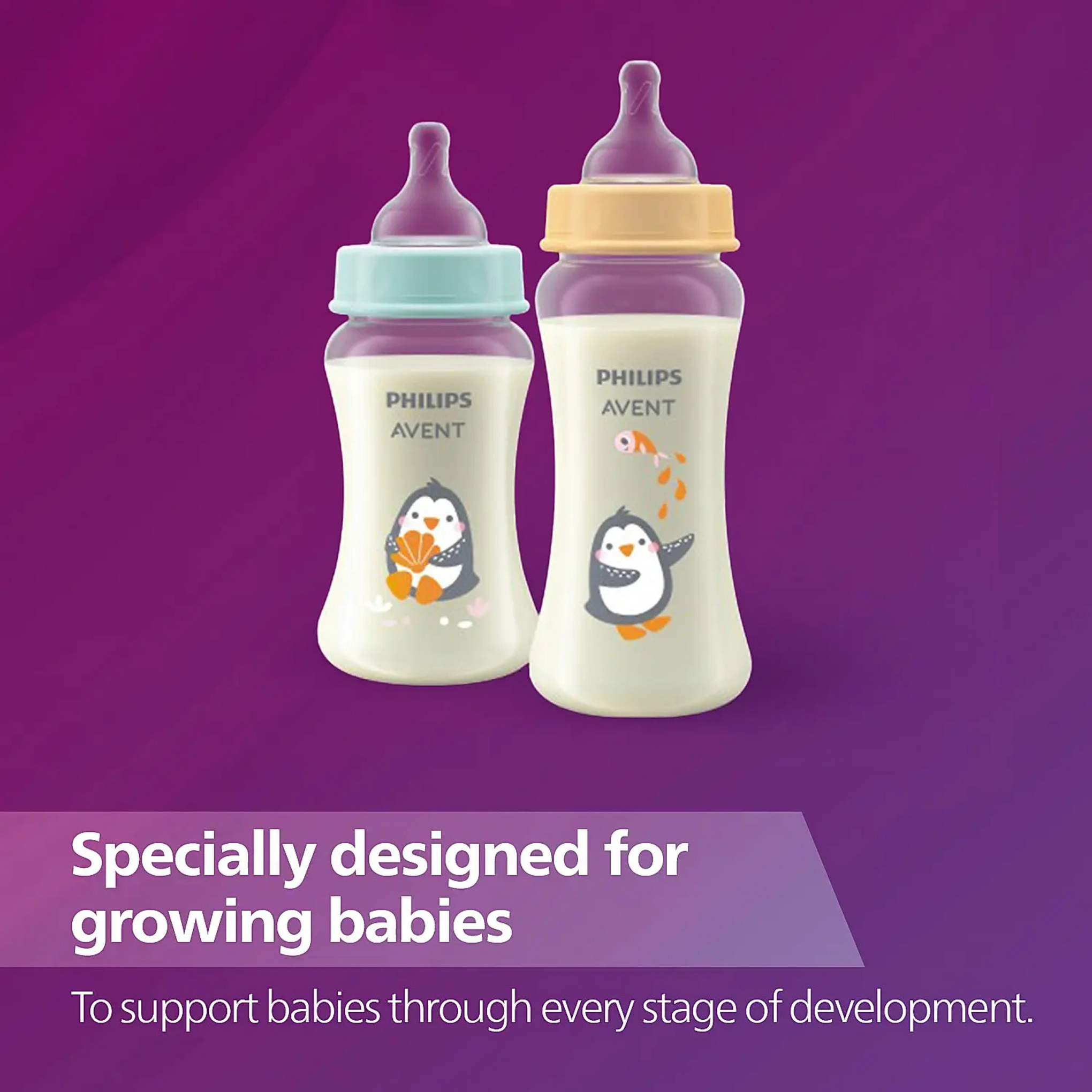 Philips Avent Grow Feeding Bottle 330ml by Toy Station| Anti-Colic | Easy Fill,Easy Clean|BPA Free | with 6M+ Flow Teat | Made in India (SCF064/01)