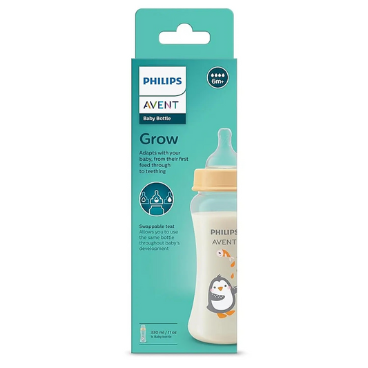 Philips Avent Grow Feeding Bottle 330ml by Toy Station| Anti-Colic | Easy Fill,Easy Clean|BPA Free | with 6M+ Flow Teat | Made in India (SCF064/01)