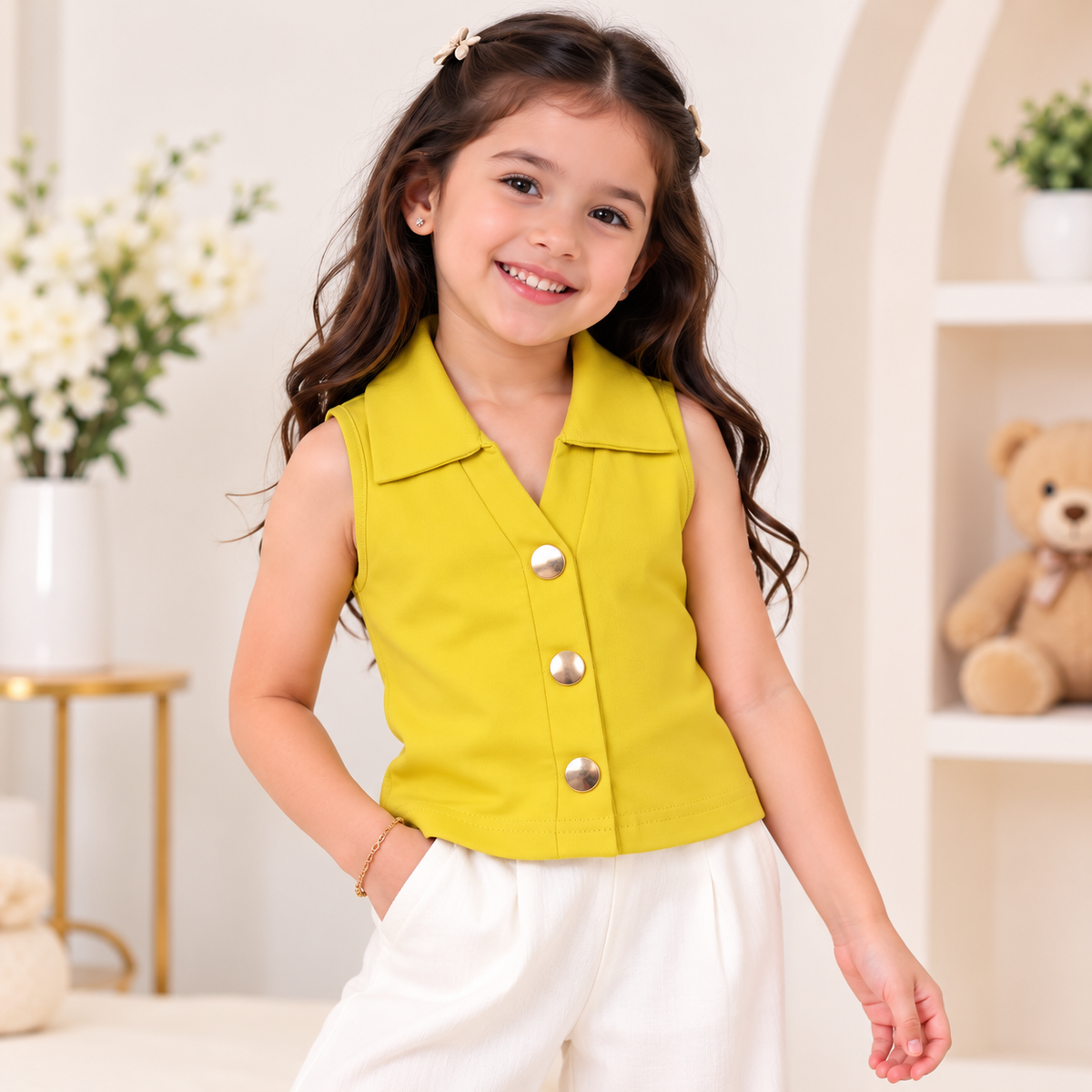 REVERSE X-TREME Girls Collared Sleeveless Vest Top | 6 Colors | 1-12 Years 
