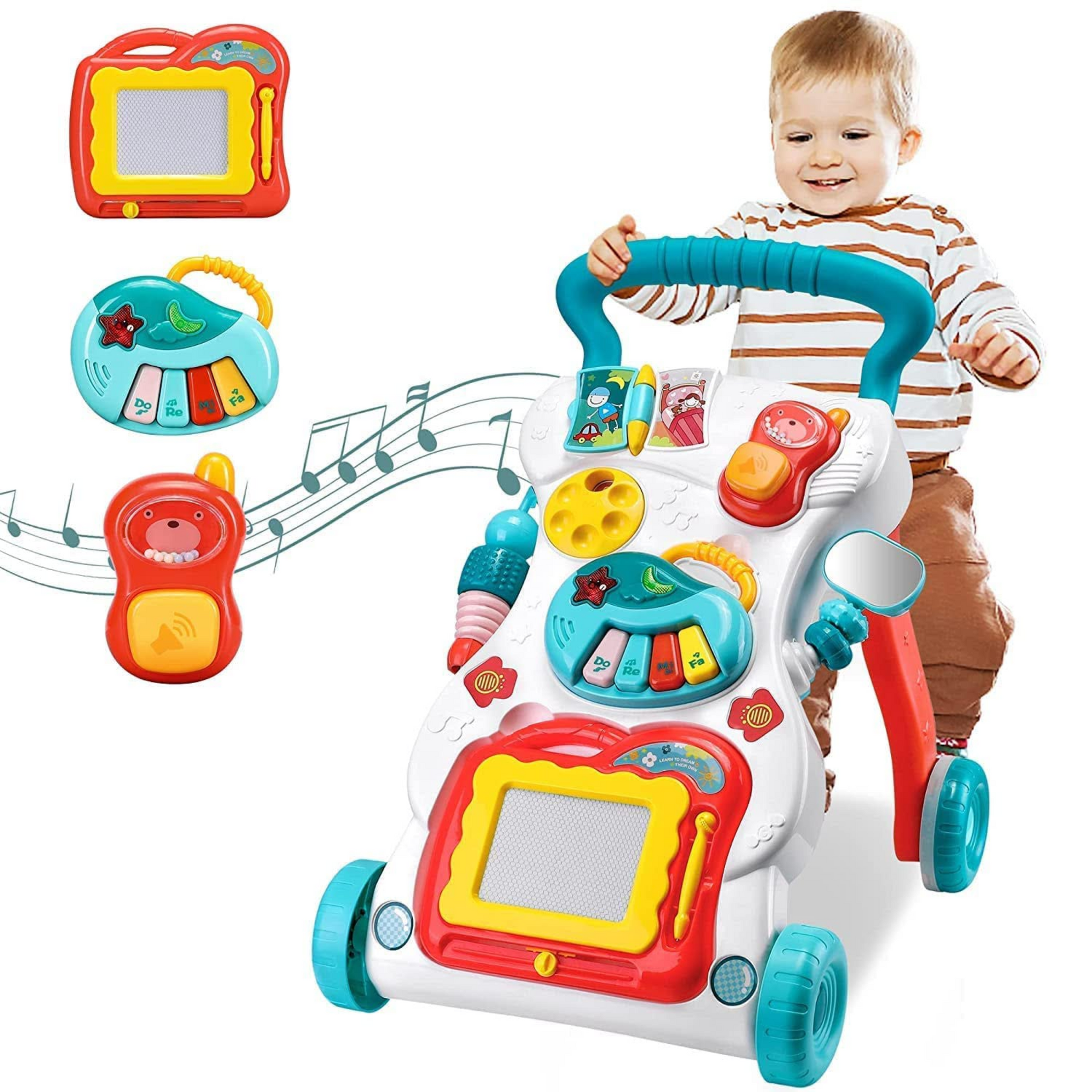 Smile Baby Baby Walker, Multifunction Trolley Walker Kid Early Learning Education Music Science Toy for ToddlerKids Toys Walk Along The Music Walker, Baby Walker Activities, Music and Sound Kids.