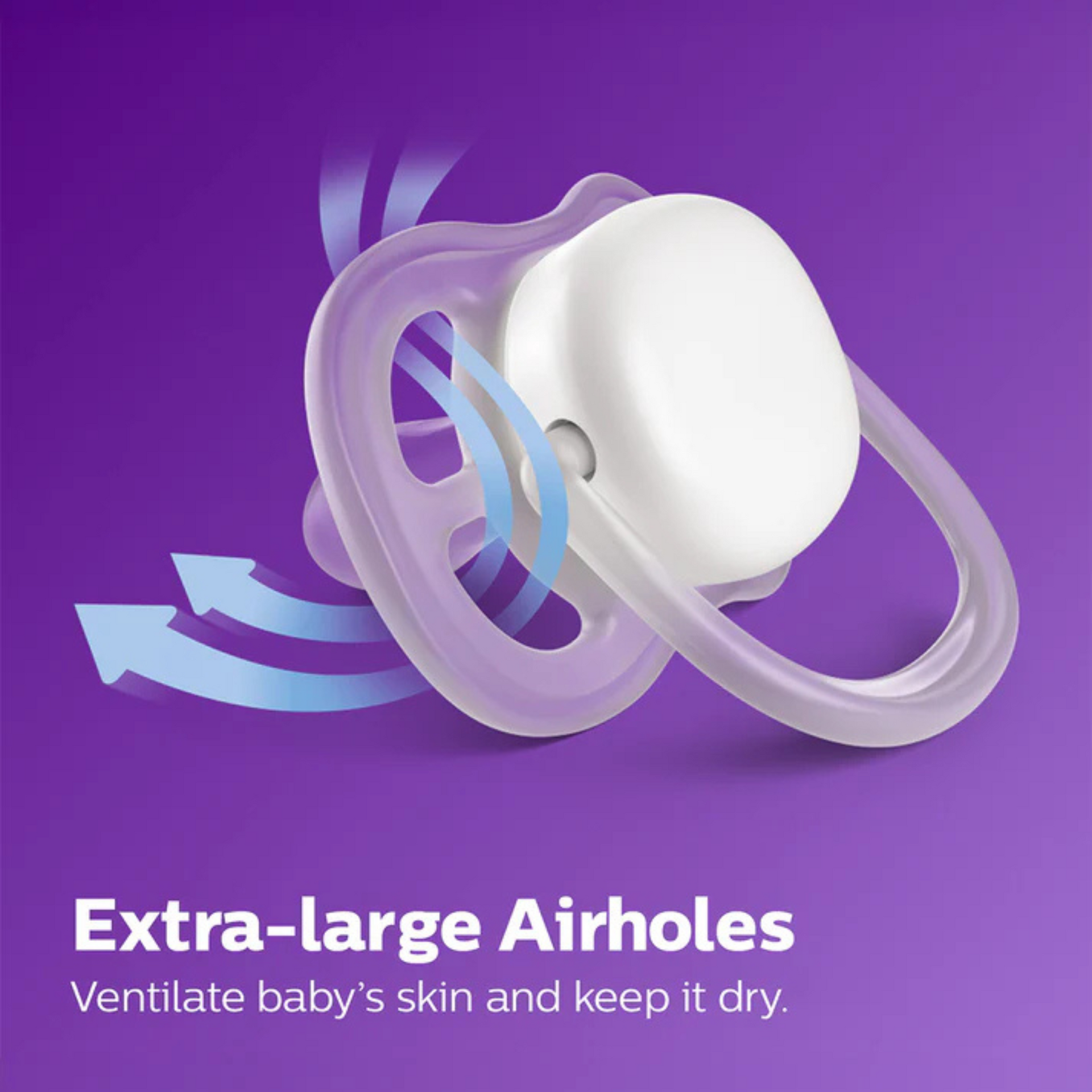 Philips Avent Ultra Air Soother-With Airholes Ventilate Baby's Skin-Orthodontic-Promotes Natural Oral Development-Sterilizing Case Included-Green & Purple-0 to 6M-Pack of 2-Pacifier