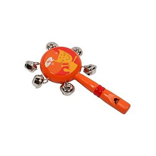Smile Baby Colorful Wooden Rainbow Animal Printed Baby Handle Jingle Bell Rattle Toys jhun jhuna (orange color)