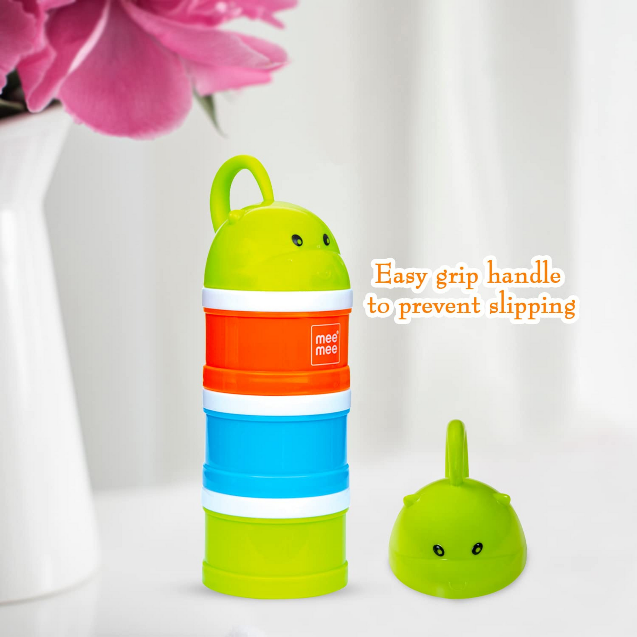 Mee Mee Multi Storage Milk Powder & Food Container | Microwavable Baby Food Box | Travel Friendly | 3 Layer Plastic Food & Milk Powder Container Individual Compartments Multifunctional (Multicolor)
