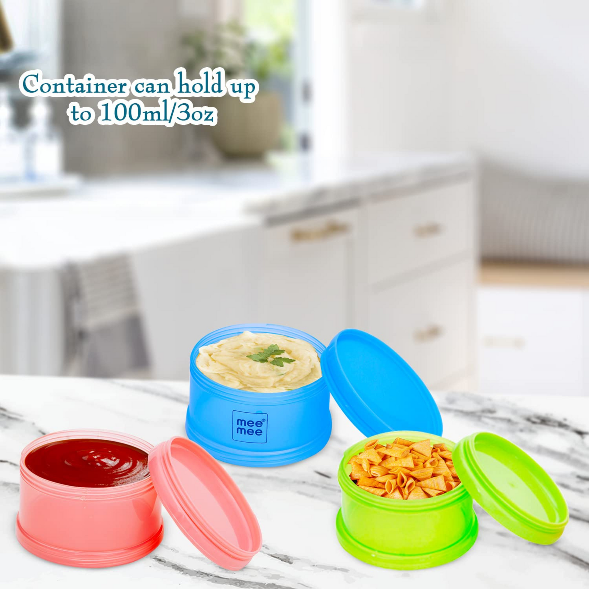 Mee Mee Multi Storage Milk Powder & Food Container | Travel Friendly Baby Food Box | Compact & Light Weight | Baby Food Milk Powder Storage (Multicolor)