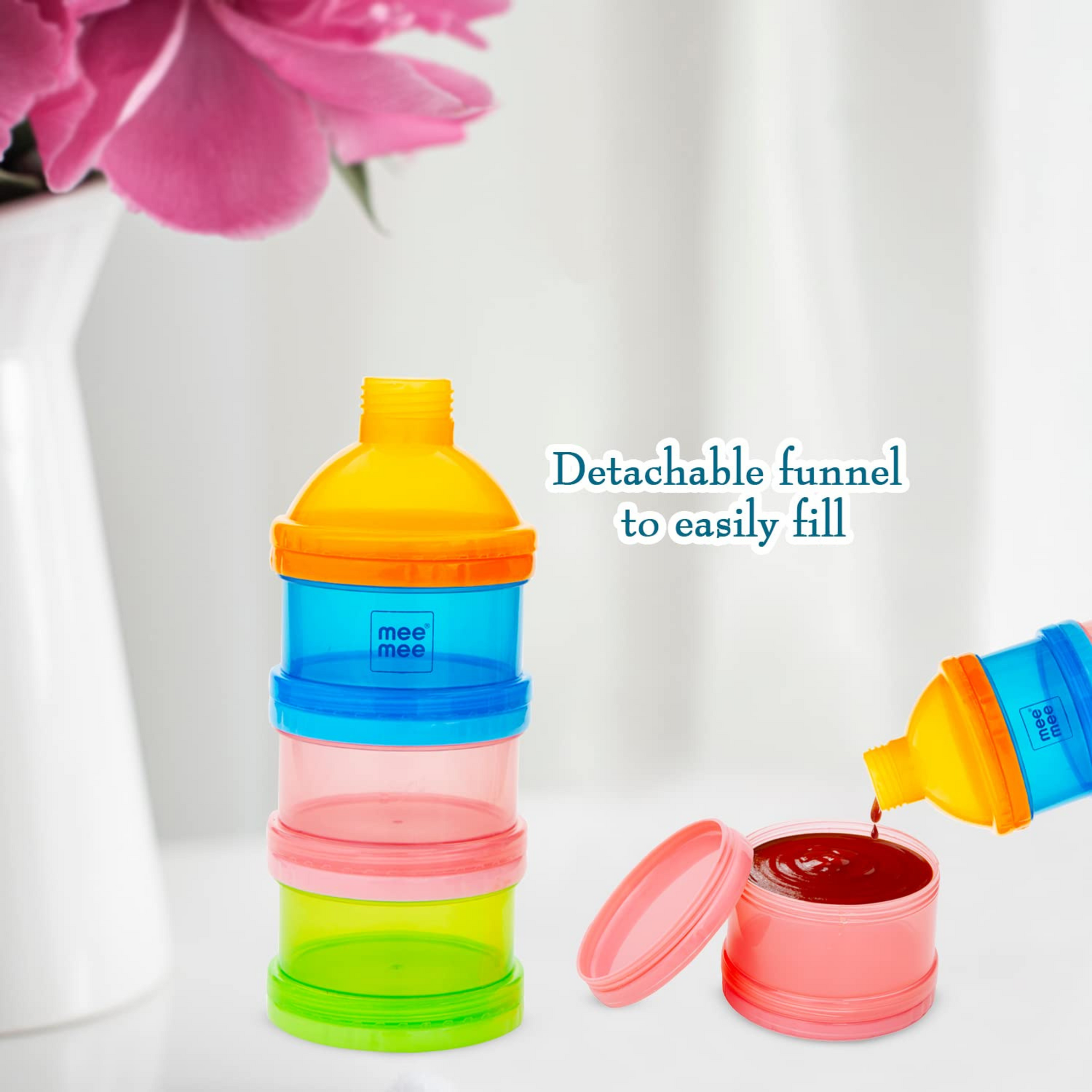 Mee Mee Multi Storage Milk Powder & Food Container | Travel Friendly Baby Food Box | Compact & Light Weight | Baby Food Milk Powder Storage (Multicolor)