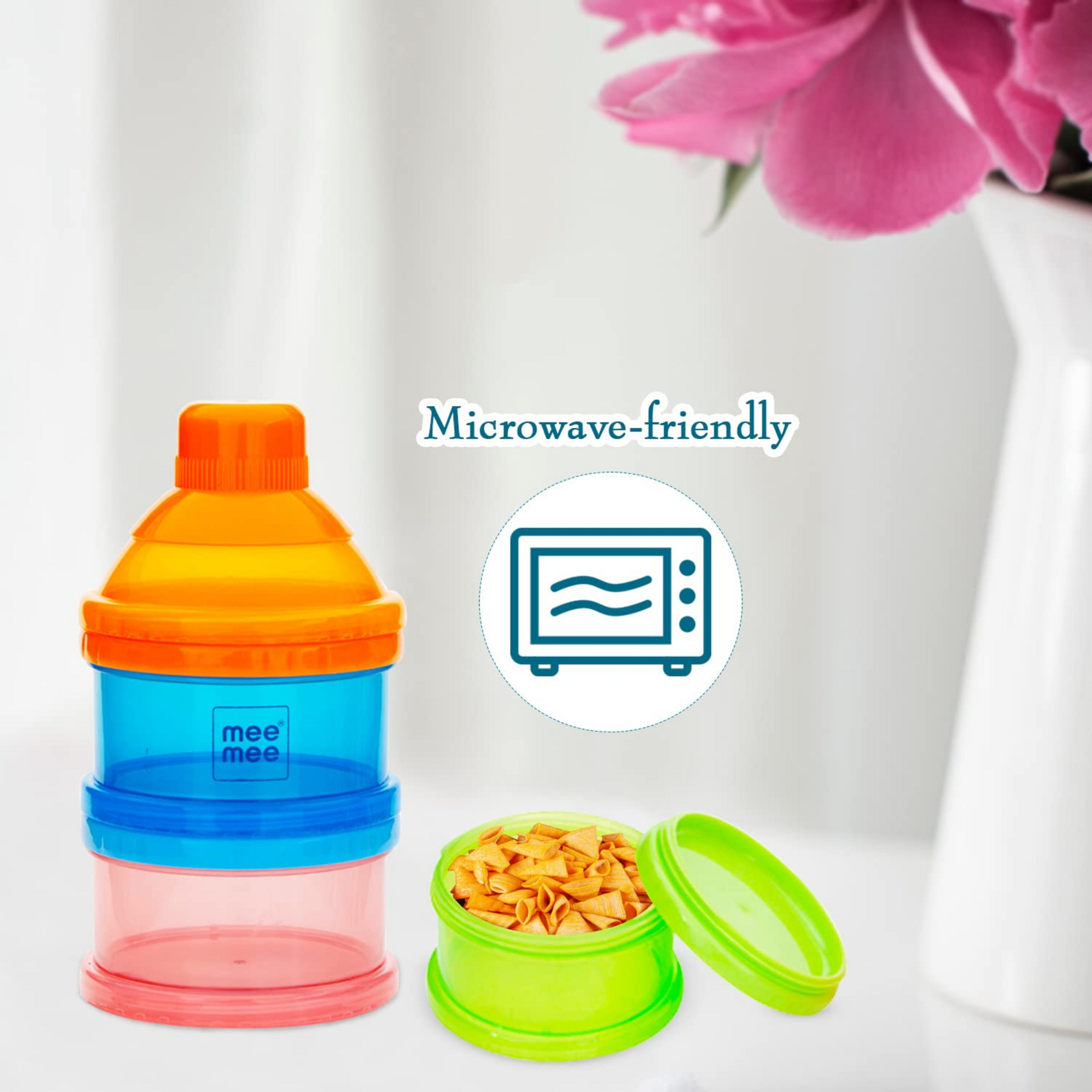 Mee Mee Multi Storage Milk Powder & Food Container | Travel Friendly Baby Food Box | Compact & Light Weight | Baby Food Milk Powder Storage (Multicolor)