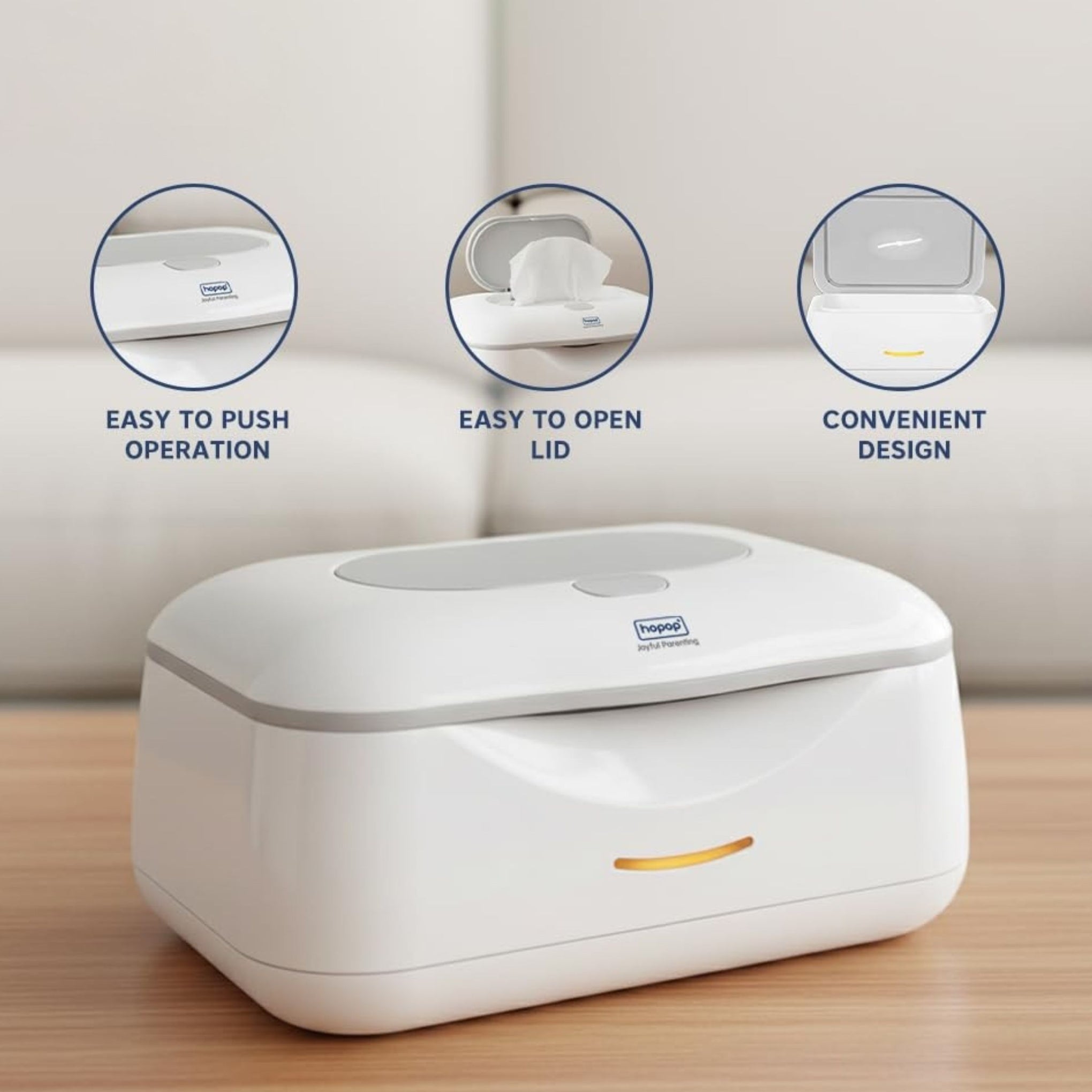 Hopop Baby Wipes Warmer | Universal Design,Fits almost All Baby Wet Wipes Dispenser | Keep Your Baby's Wipes Warm and Cozy | Easy & Convenient to use | In Built Night Light | White