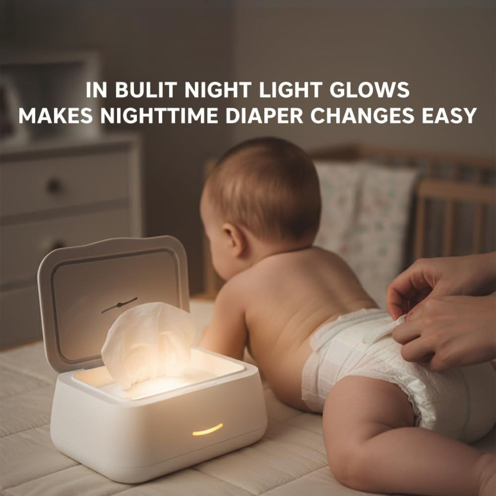 Hopop Baby Wipes Warmer | Universal Design,Fits almost All Baby Wet Wipes Dispenser | Keep Your Baby's Wipes Warm and Cozy | Easy & Convenient to use | In Built Night Light | White
