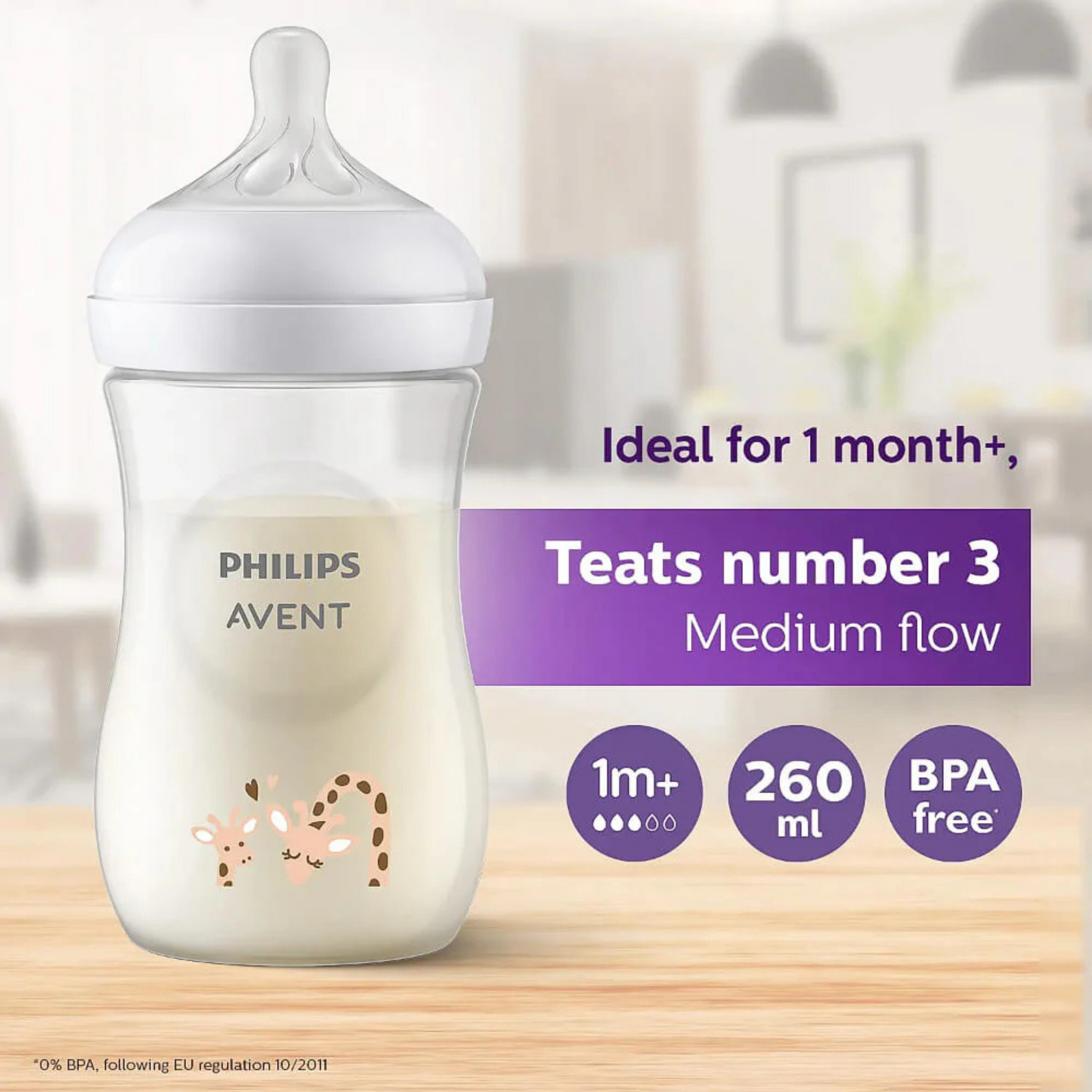 Philips Avent Natural Response Baby Bottle - 260 ml (Giraffe)