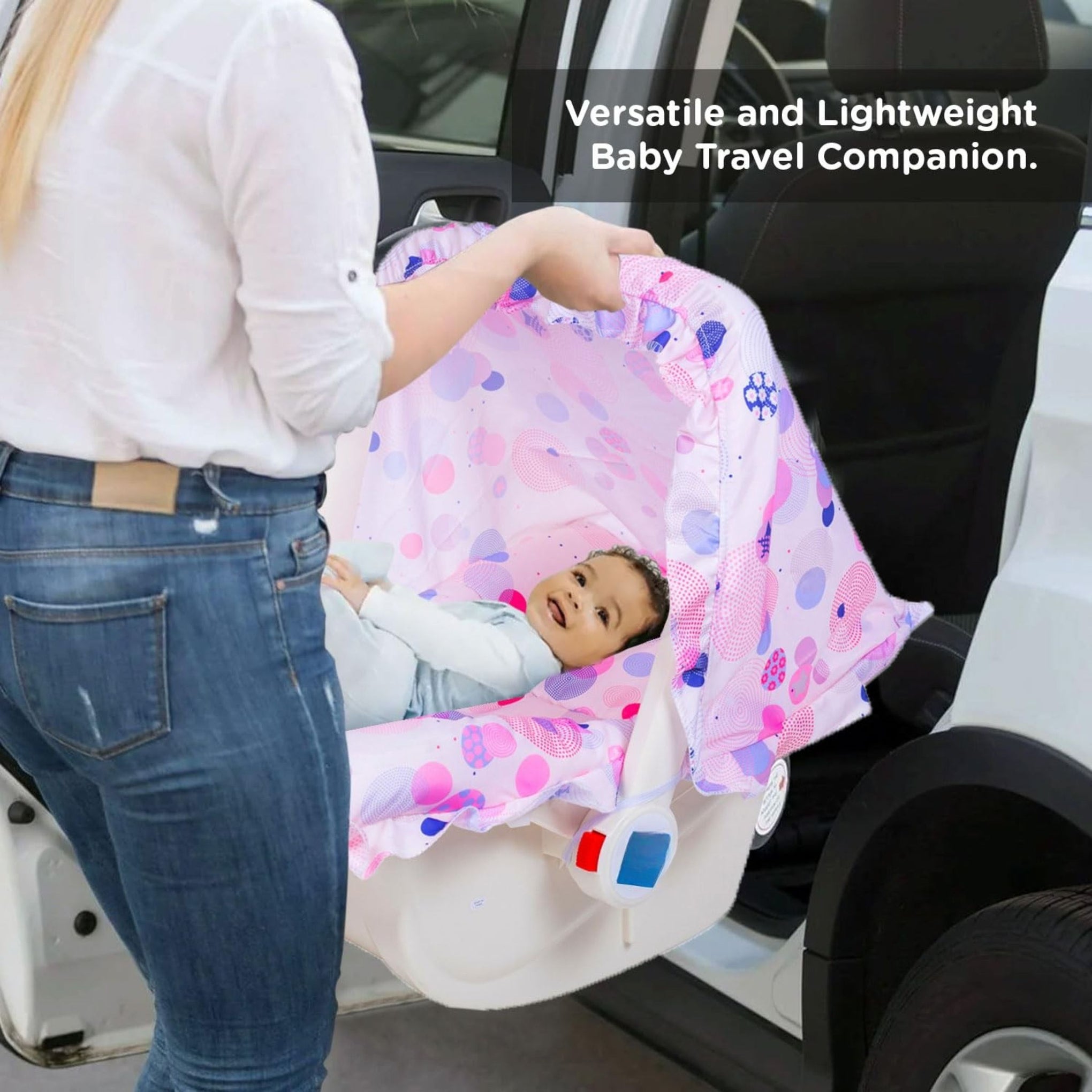 Mee Mee Cozy Carry & Rocking Chair 5 in 1 Multi-Purpose Kids Rocker with Adjustable Handle | Carry Cot with 3 Point Safety Harness 0 to 1.5 Years, Capacity Upto 13 KG | (Pink)