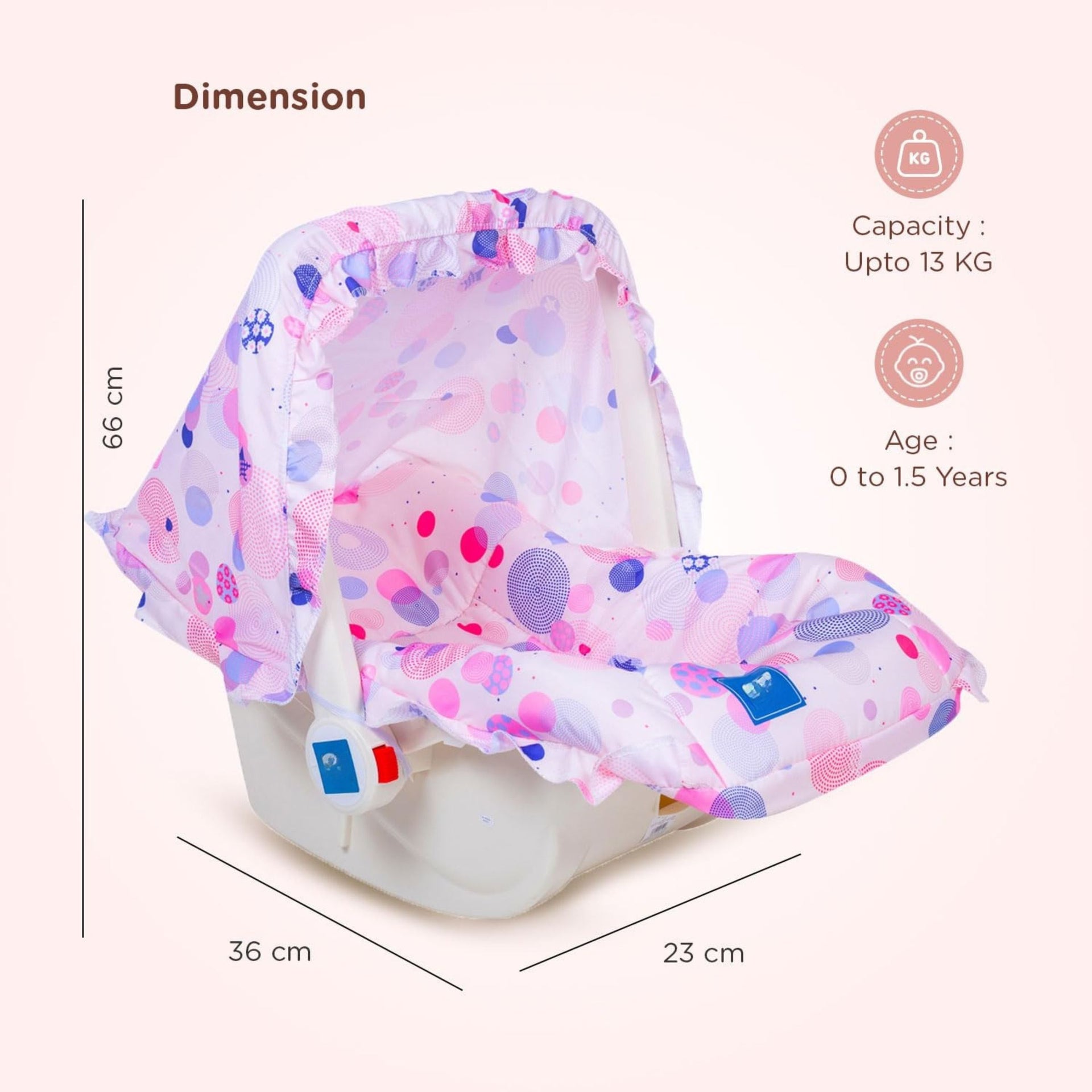 Mee Mee Cozy Carry & Rocking Chair 5 in 1 Multi-Purpose Kids Rocker with Adjustable Handle | Carry Cot with 3 Point Safety Harness 0 to 1.5 Years, Capacity Upto 13 KG | (Pink)