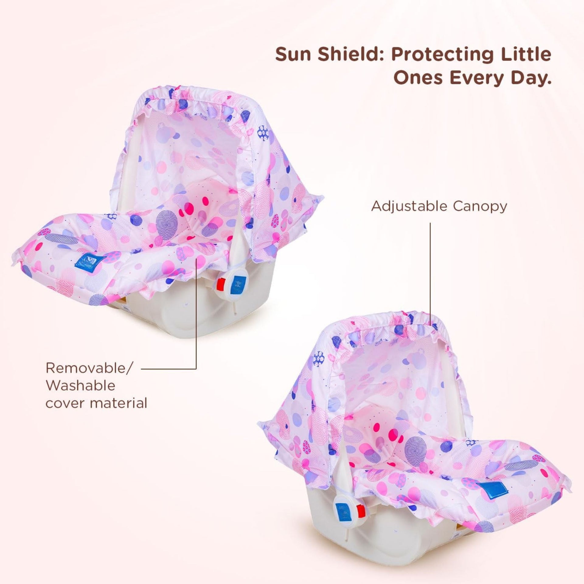 Mee Mee Cozy Carry & Rocking Chair 5 in 1 Multi-Purpose Kids Rocker with Adjustable Handle | Carry Cot with 3 Point Safety Harness 0 to 1.5 Years, Capacity Upto 13 KG | (Pink)