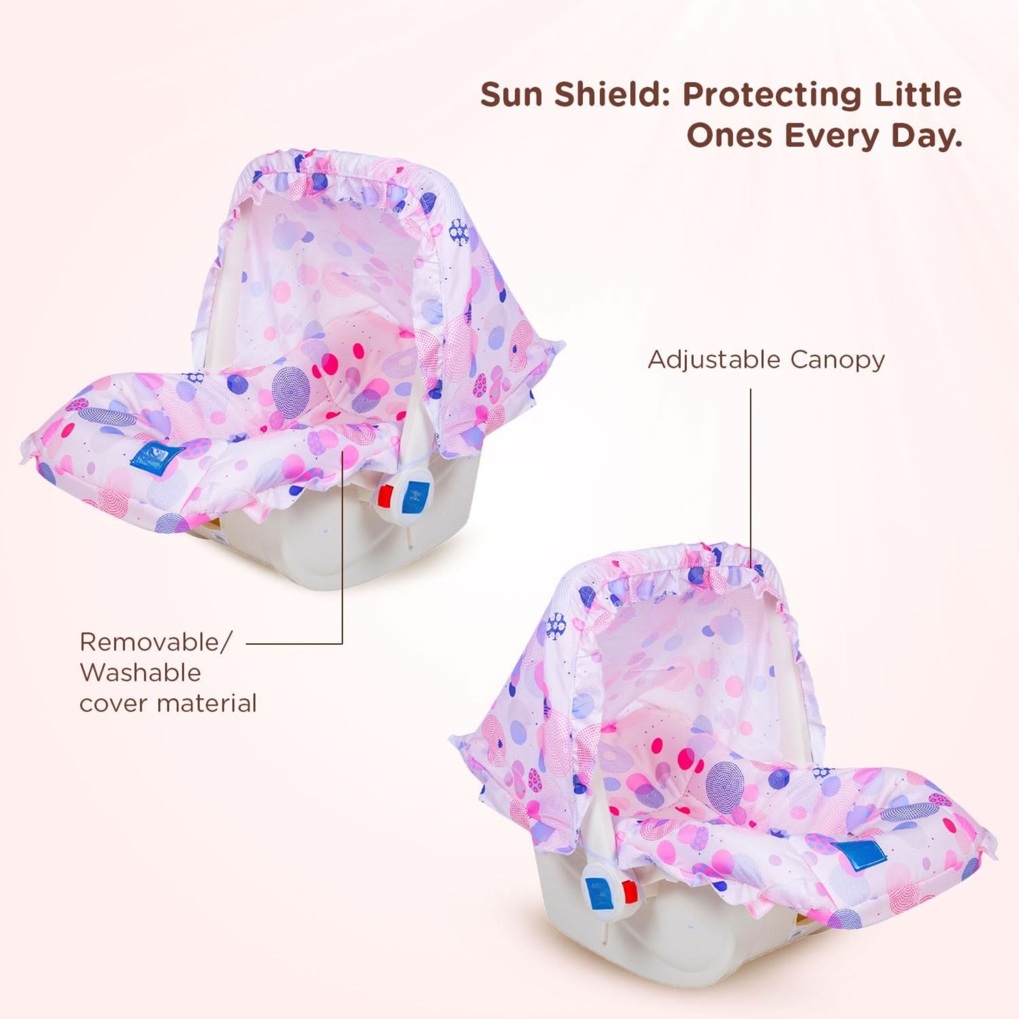 Mee Mee Cozy Carry & Rocking Chair 5 in 1 Multi-Purpose Kids Rocker with Adjustable Handle | Carry Cot with 3 Point Safety Harness 0 to 1.5 Years, Capacity Upto 13 KG | (Pink)