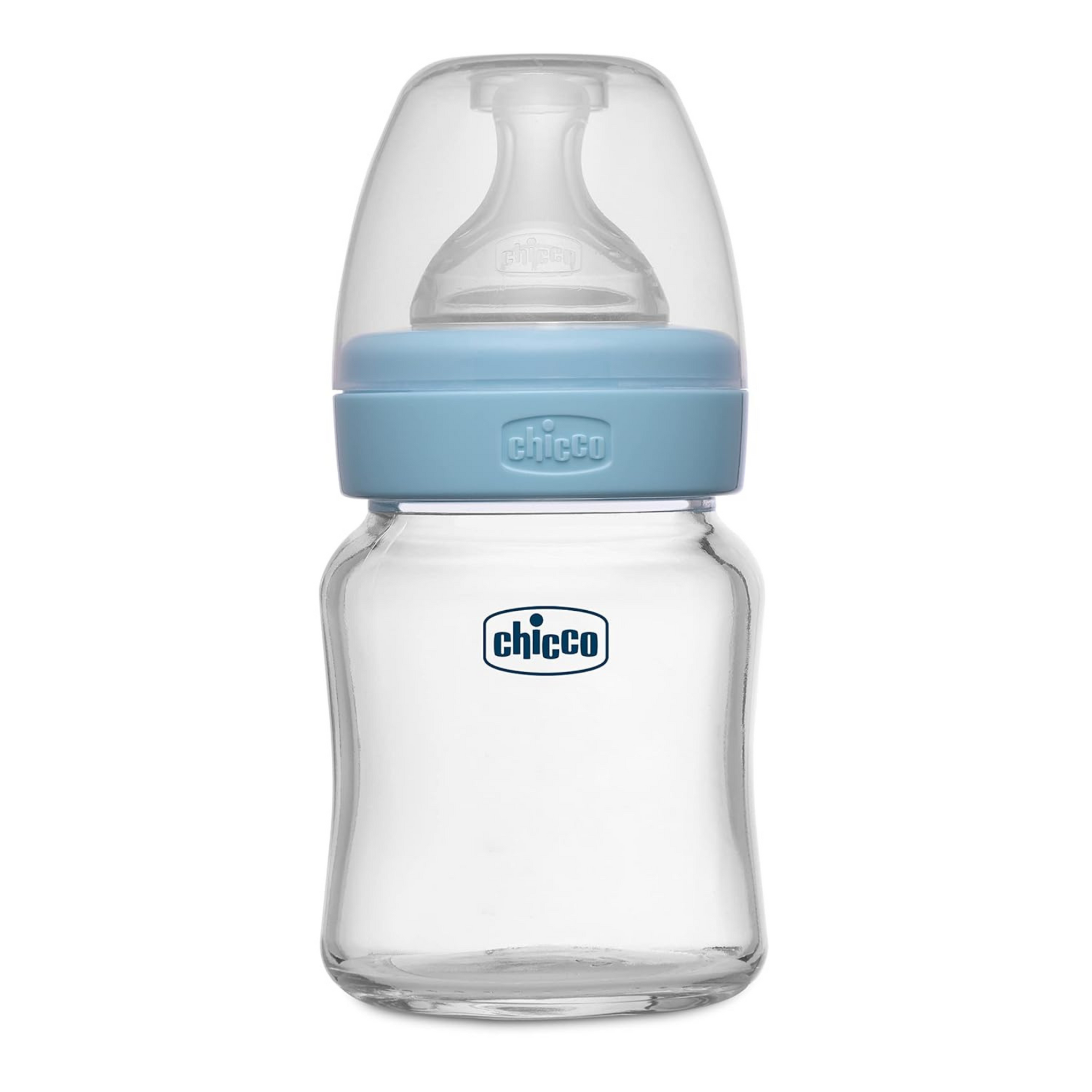Chicco Well-Being Glass Feeding Bottle for Babies (120ml,Slow Flow) |Premium Borosilicate Glass for High Durability |Elongated Teat for Correct Latch |Comes with Anti-Spill Cap | BPA Free