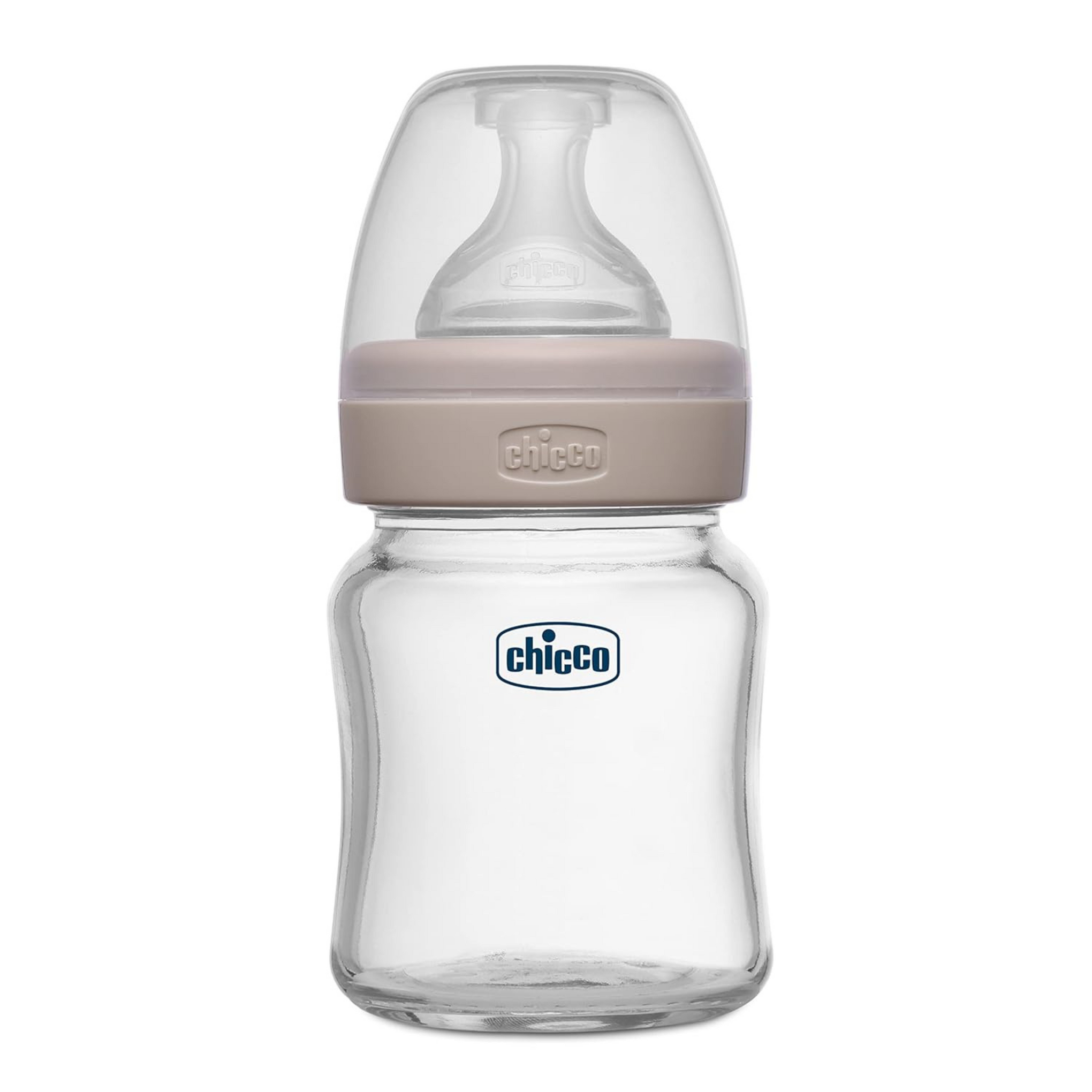 Chicco Well-Being Glass Feeding Bottle for Babies (120ml,Slow Flow) |Premium Borosilicate Glass for High Durability |Elongated Teat for Correct Latch |Comes with Anti-Spill Cap | BPA Free