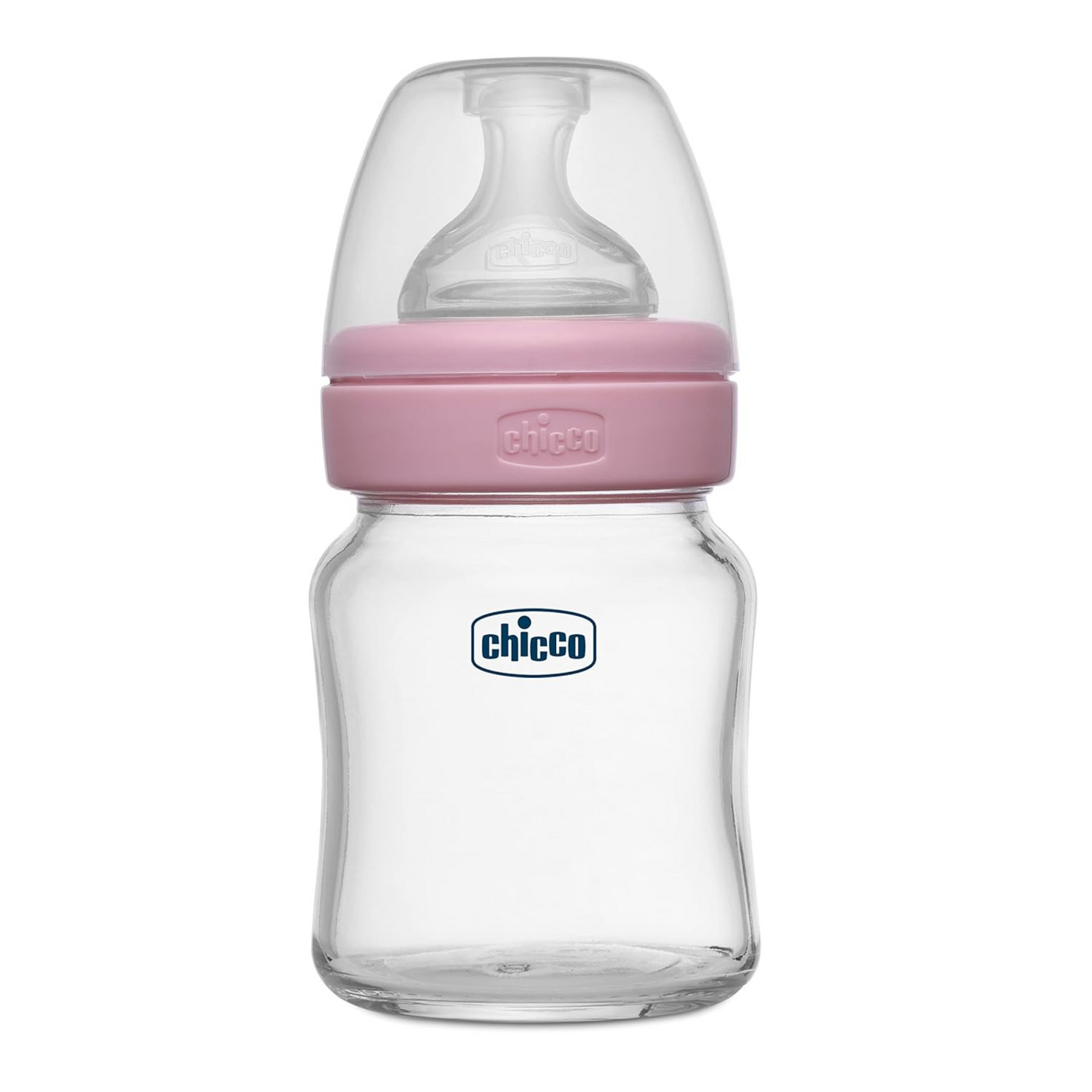Chicco Well-Being Glass Feeding Bottle for Babies (120ml,Slow Flow) |Premium Borosilicate Glass for High Durability |Elongated Teat for Correct Latch |Comes with Anti-Spill Cap | BPA Free