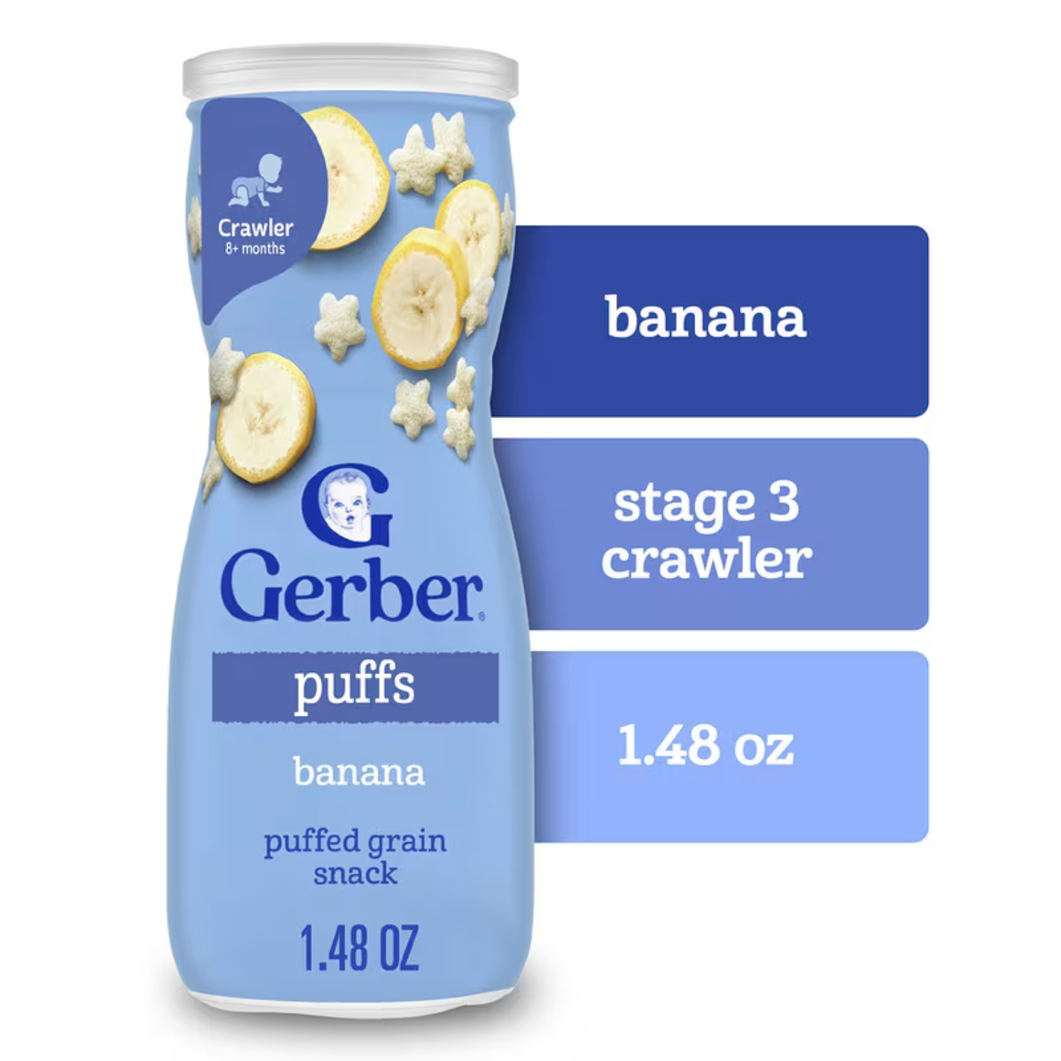 Gerber, Snacks for Baby, Grain & Grow, Puffs, Puffed Grain Snack, 8+ Months, Banana, 1.48 oz (42 g)