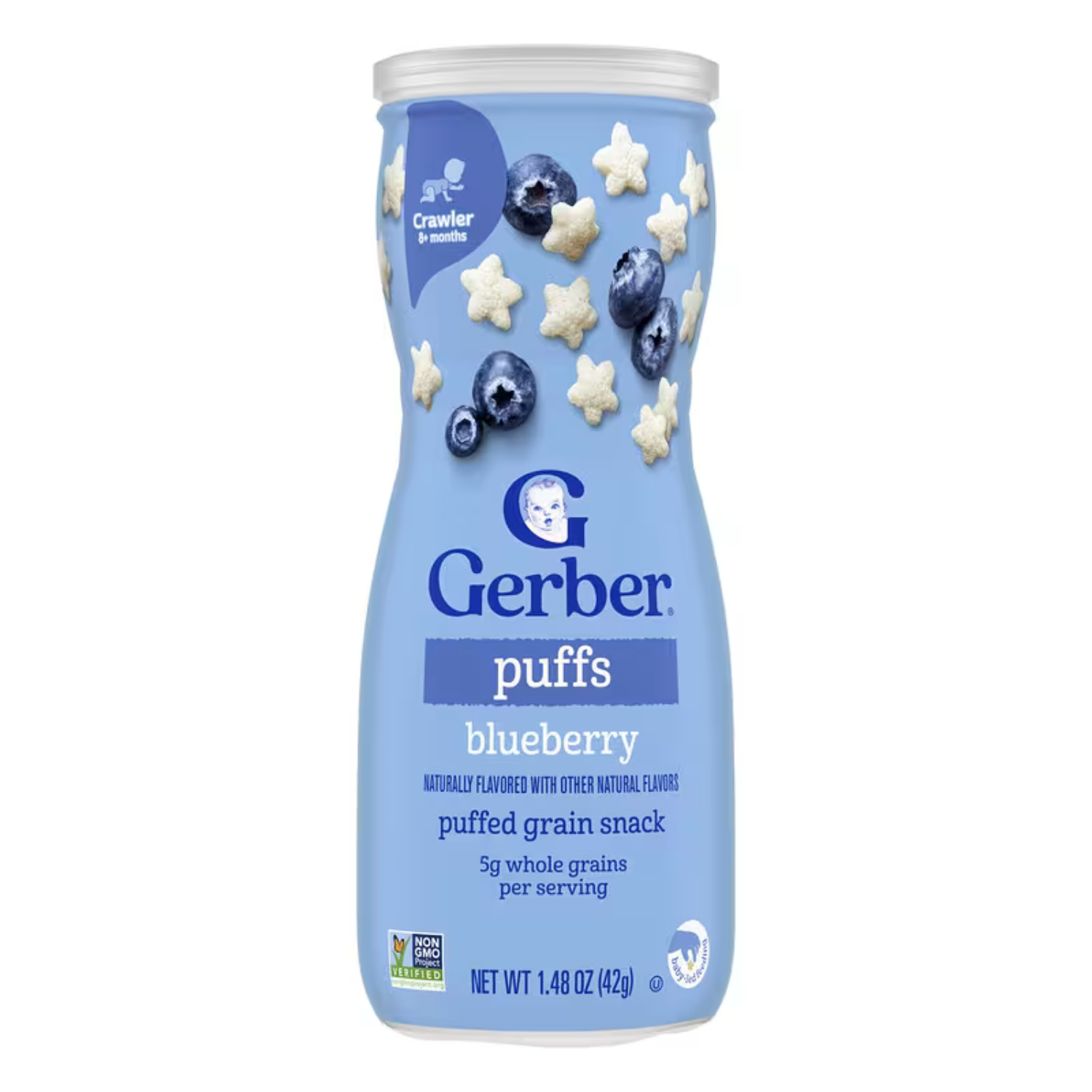 Gerber, Snacks for Baby, Grain & Grow, Puffs, Puffed Grain Snack, 8+ Months, Blueberry, 1.48 oz (42 g)