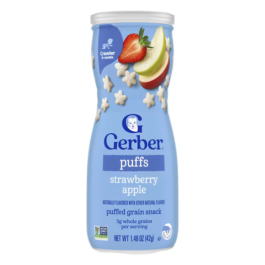 Gerber, Snacks for Baby, Grain & Grow, Puffs, Puffed Grain Snack, 8+ Months, Strawberry Apple, 1.48 oz (42 g)