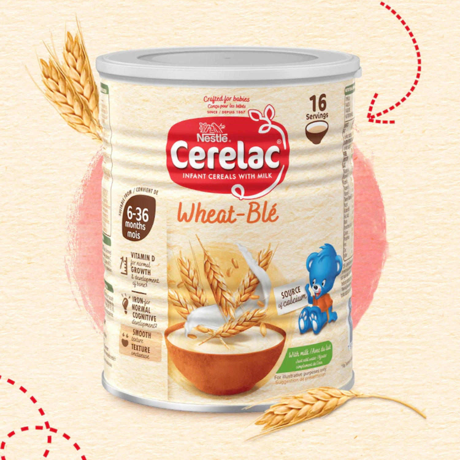 Nestle Cerelac Infant Cereals with Milk & Wheat - 400gms, 6-12months (Imported Tin Pack)