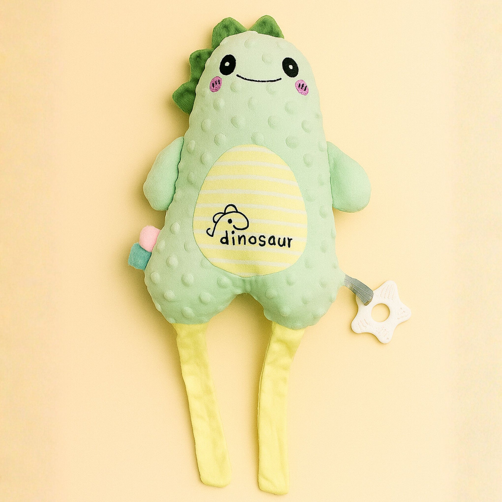 Smile Baby Soft Dinosaur Toy for Newborns | Cute Plush Dotted Dino with Teether | Crib, Stroller & Cot Hanging Toy for Babies