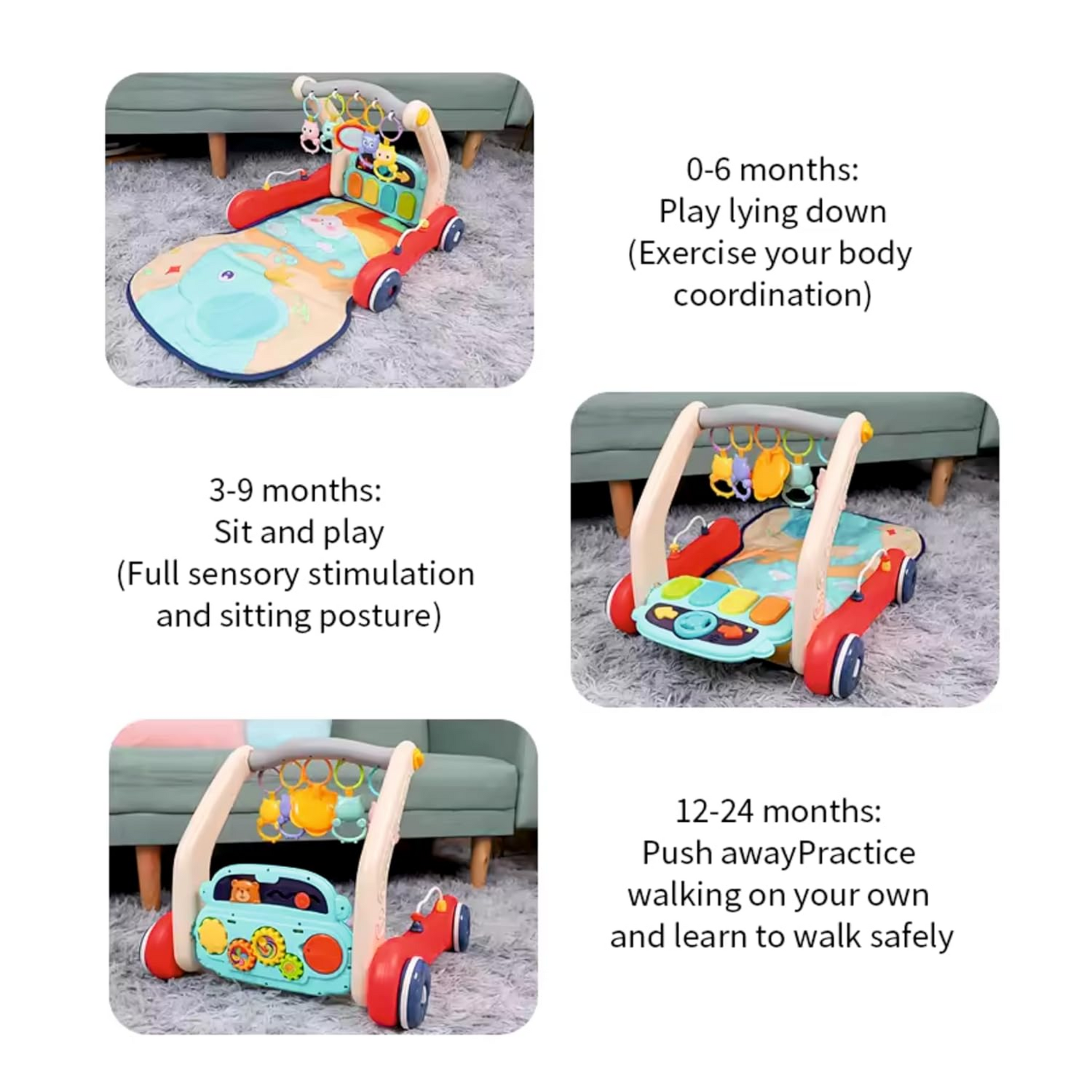 Smile Baby 2-in-1 Musical Baby Play Gym with Convertible Walker: Fun and Learning Combined