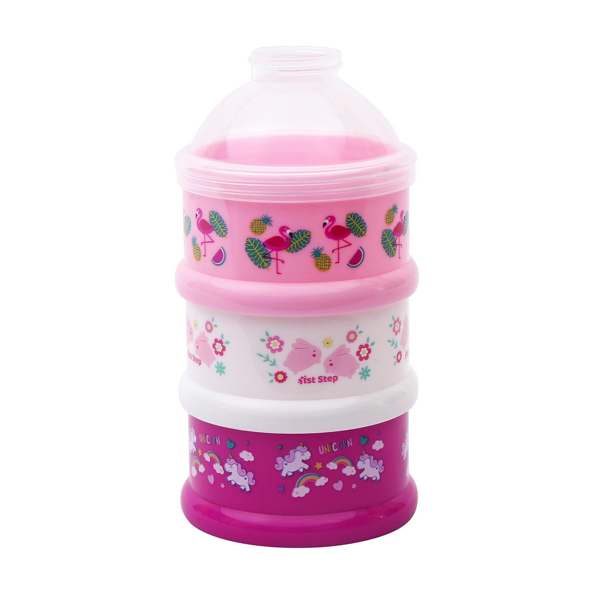 1st Step Polypropylene BPA Free 3 Tier Milk Powder Container (Pink)