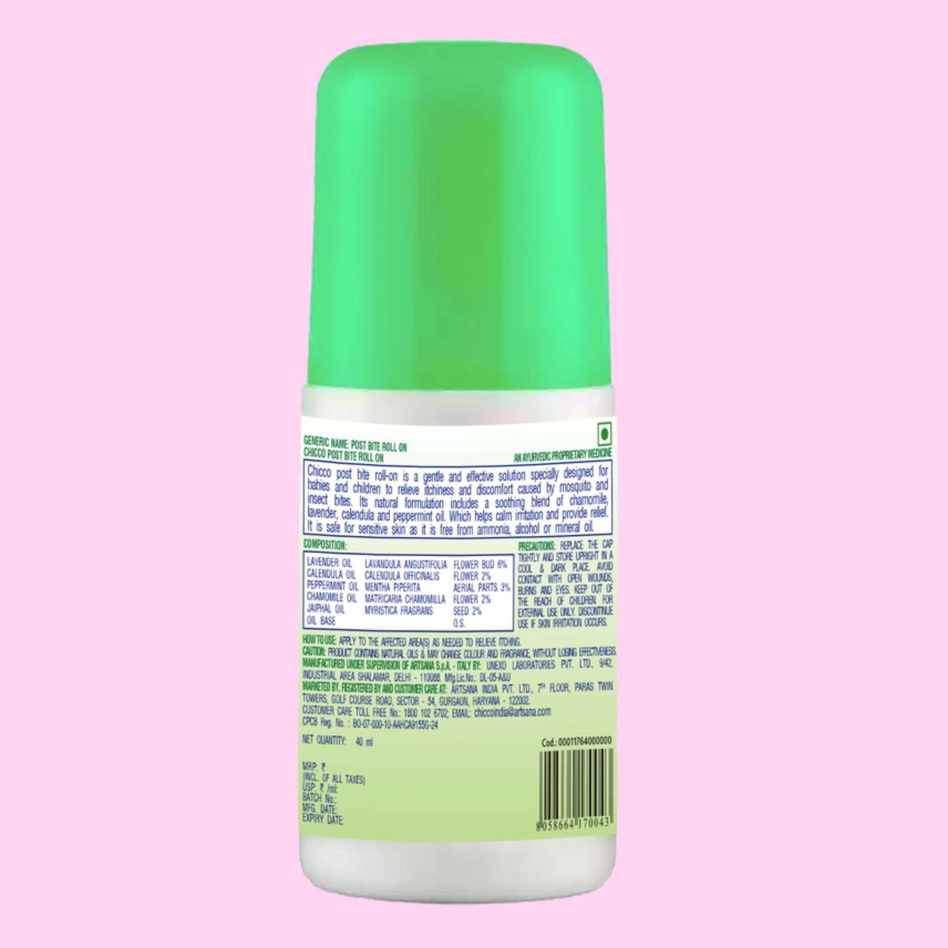 Chicco post bite roll on | Insect bite roll on for babies | 40ML