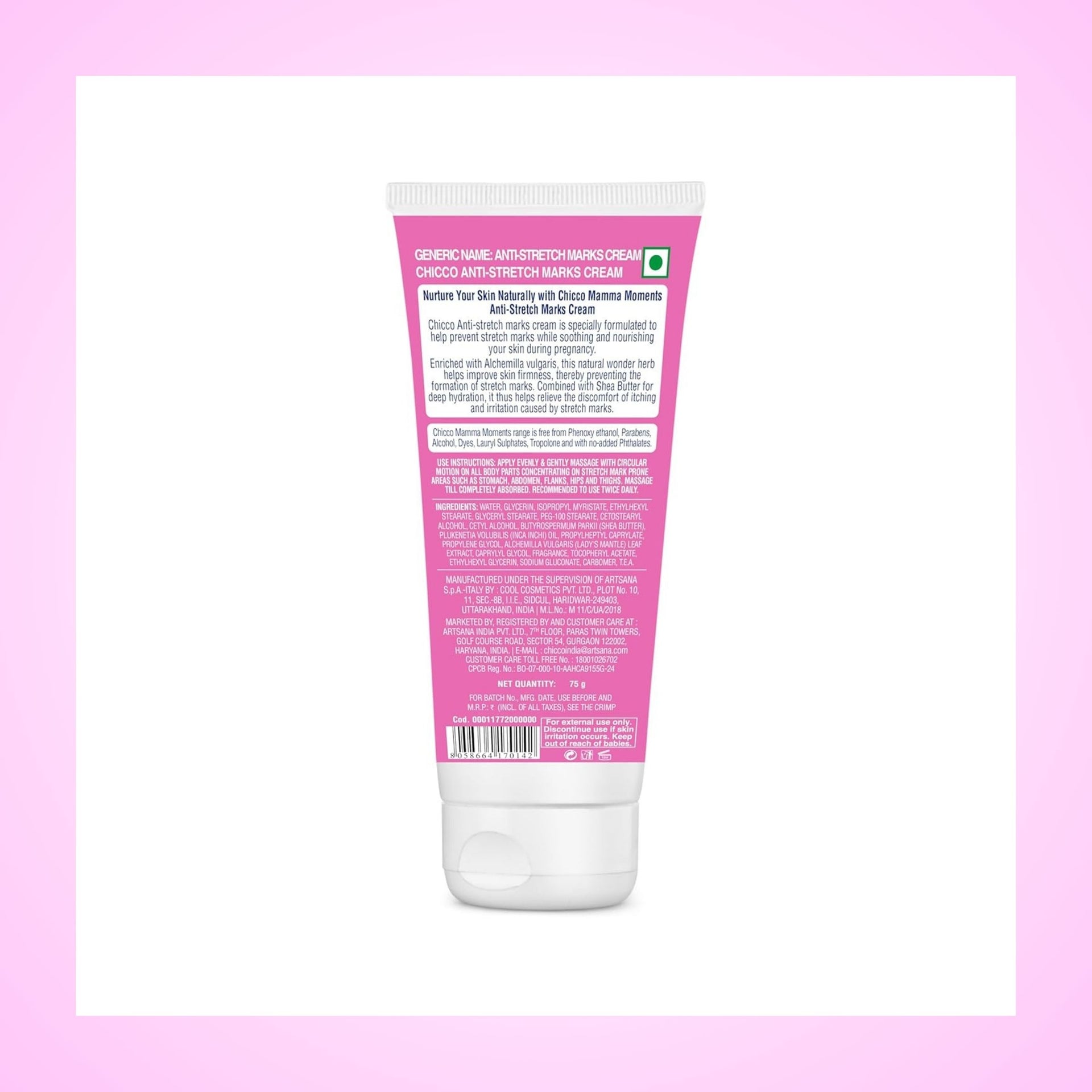 Chicco stretch mark cream - 75GM | Best Anti-Stretch Marks Cream for Pregnancy – No Harmful Chemicals
