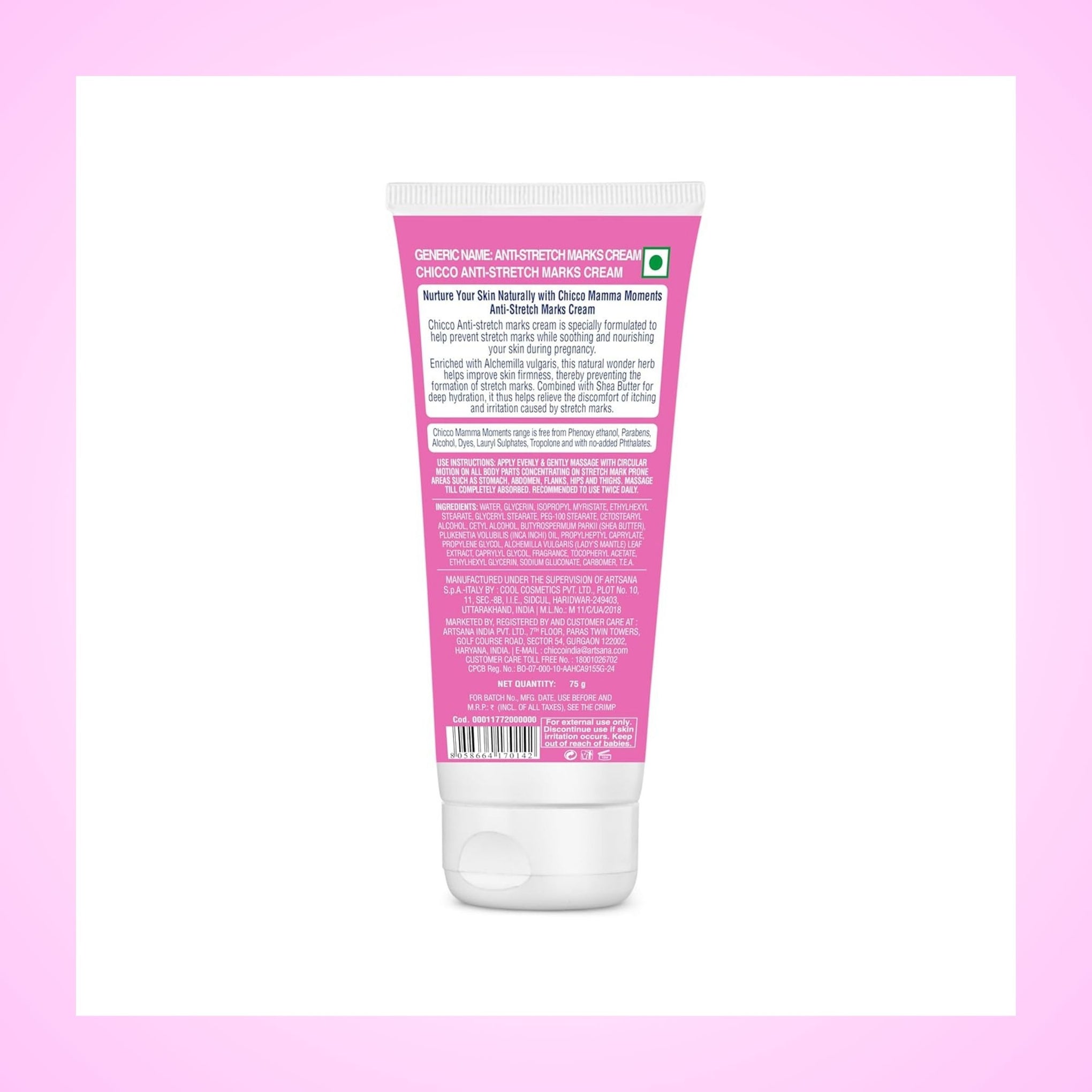 Chicco stretch mark cream - 75GM | Best Anti-Stretch Marks Cream for Pregnancy – No Harmful Chemicals