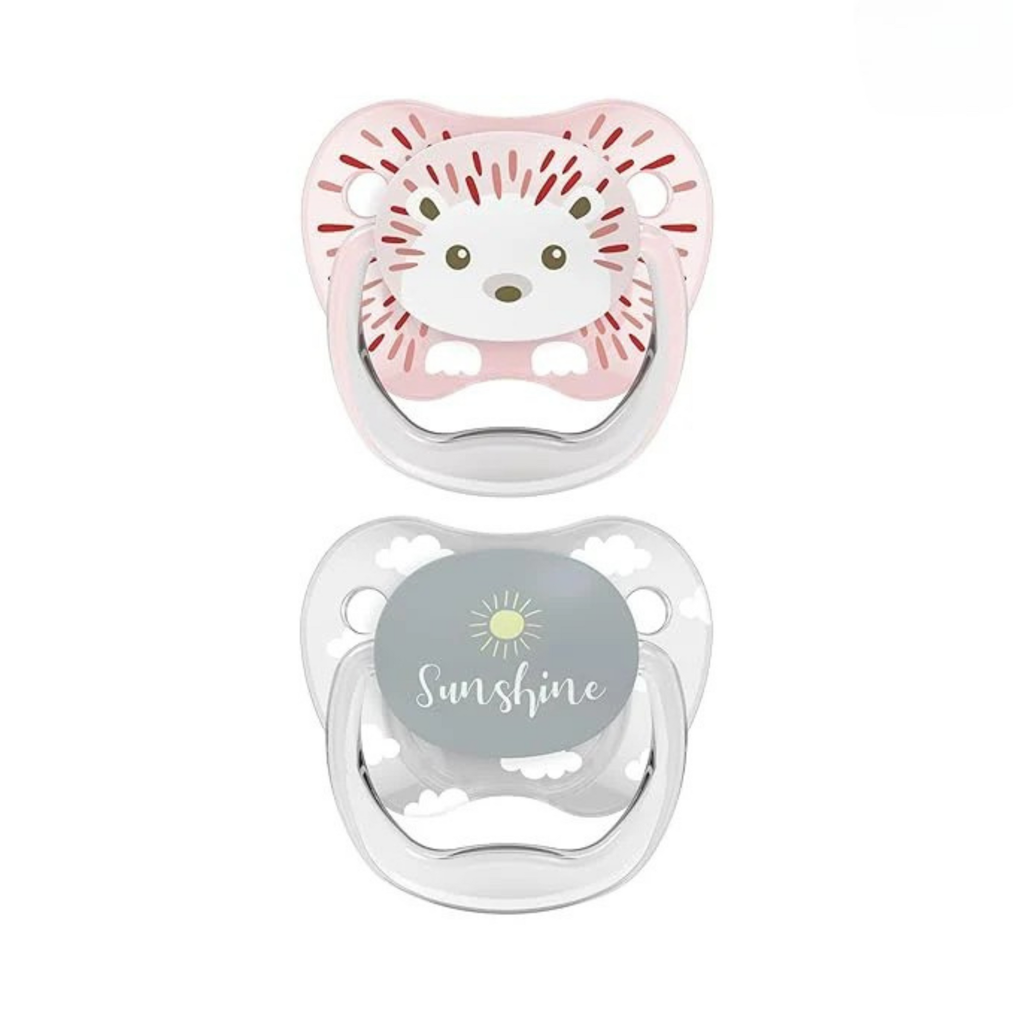 Dr. Brown's Prevent Butterfly Soother-100% Silicone Bulb-Orthodontic-Pink & Grey-0 to 6M-Pack of 2-Pacifier