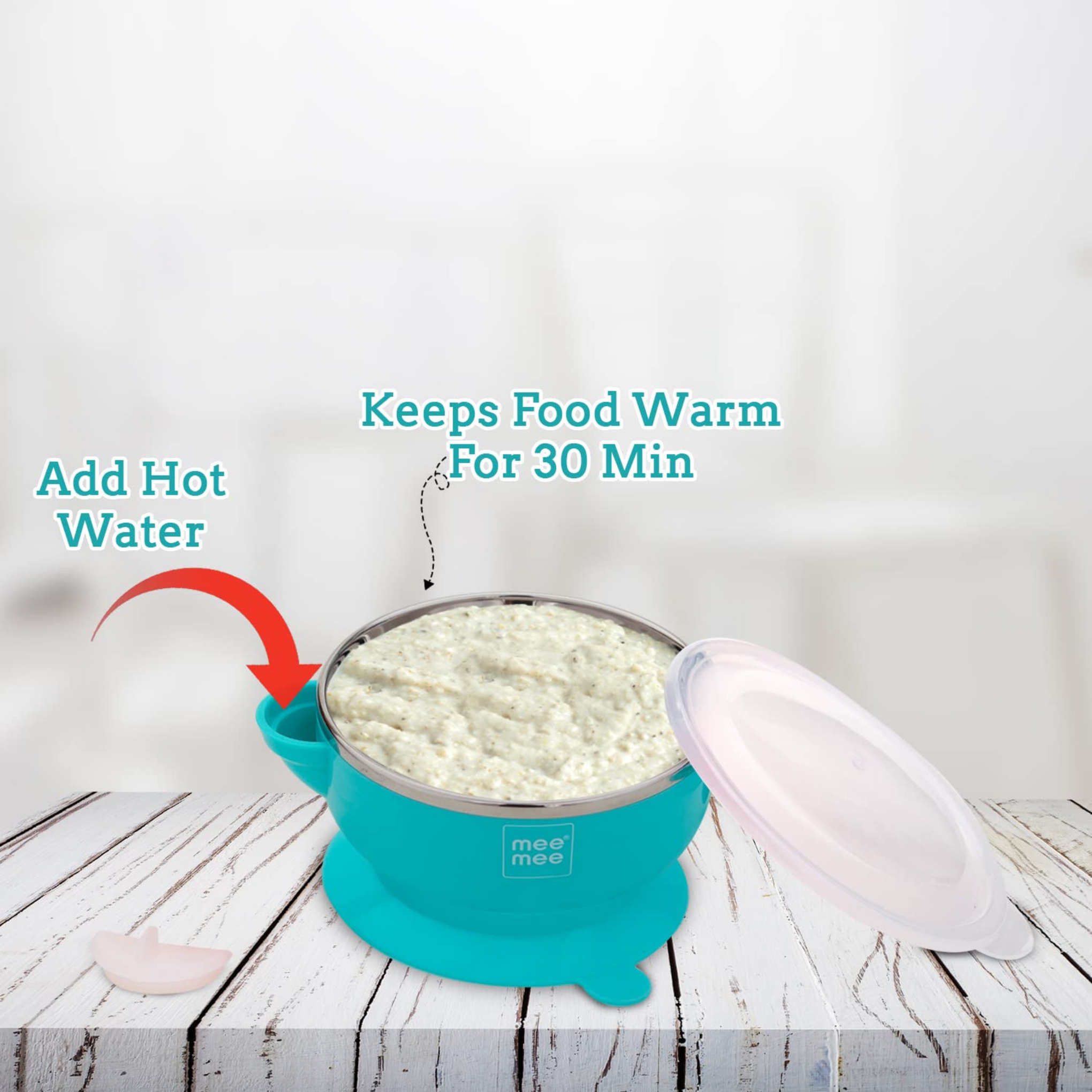 Mee Mee Air Tight Baby Feeding Bowl | BPA Free | Stay Warm Bowl | Food Remains Warm | Multi-Functional Snack/Fruit | Suction Non-Spill Bowl (Blue)