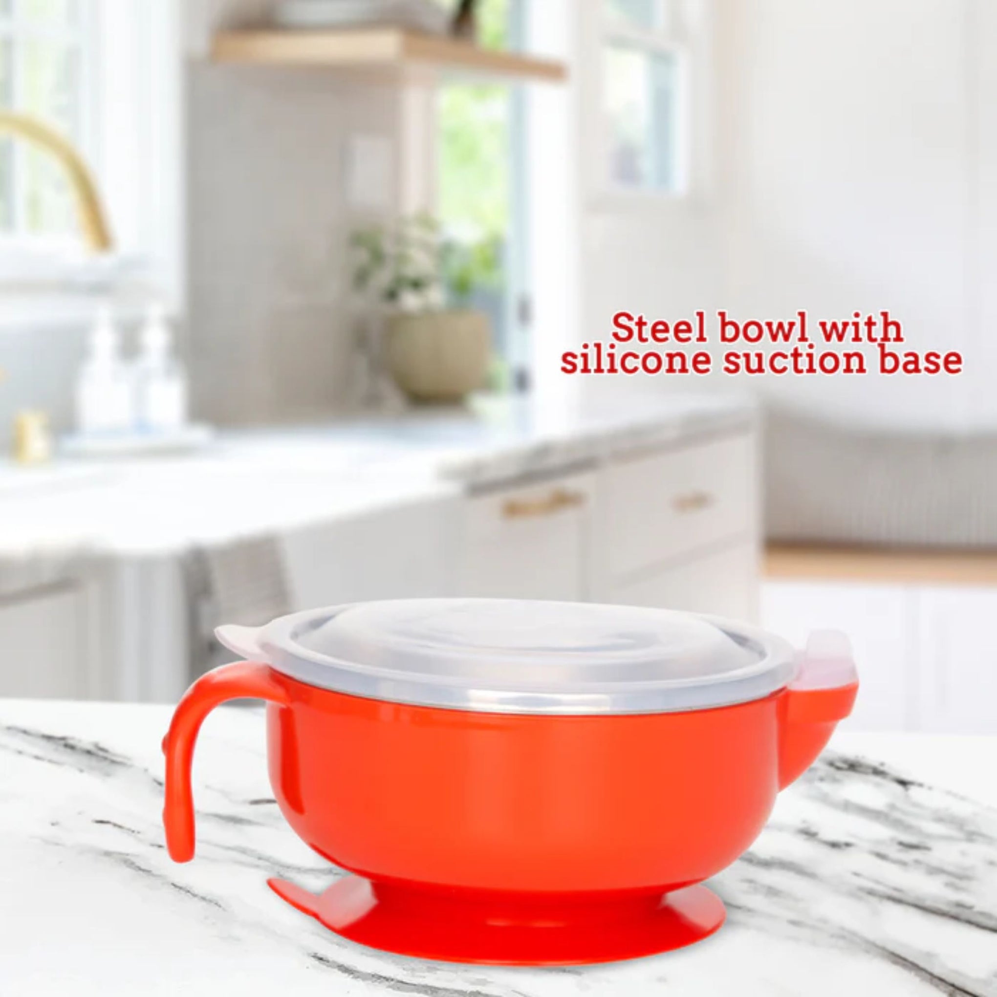 Mee Mee Insulated Baby Feeding Bowl with Handle & Lid (Red) – Stainless Steel Inner, BPA Free, Keeps Food Warm for 30 Minutes