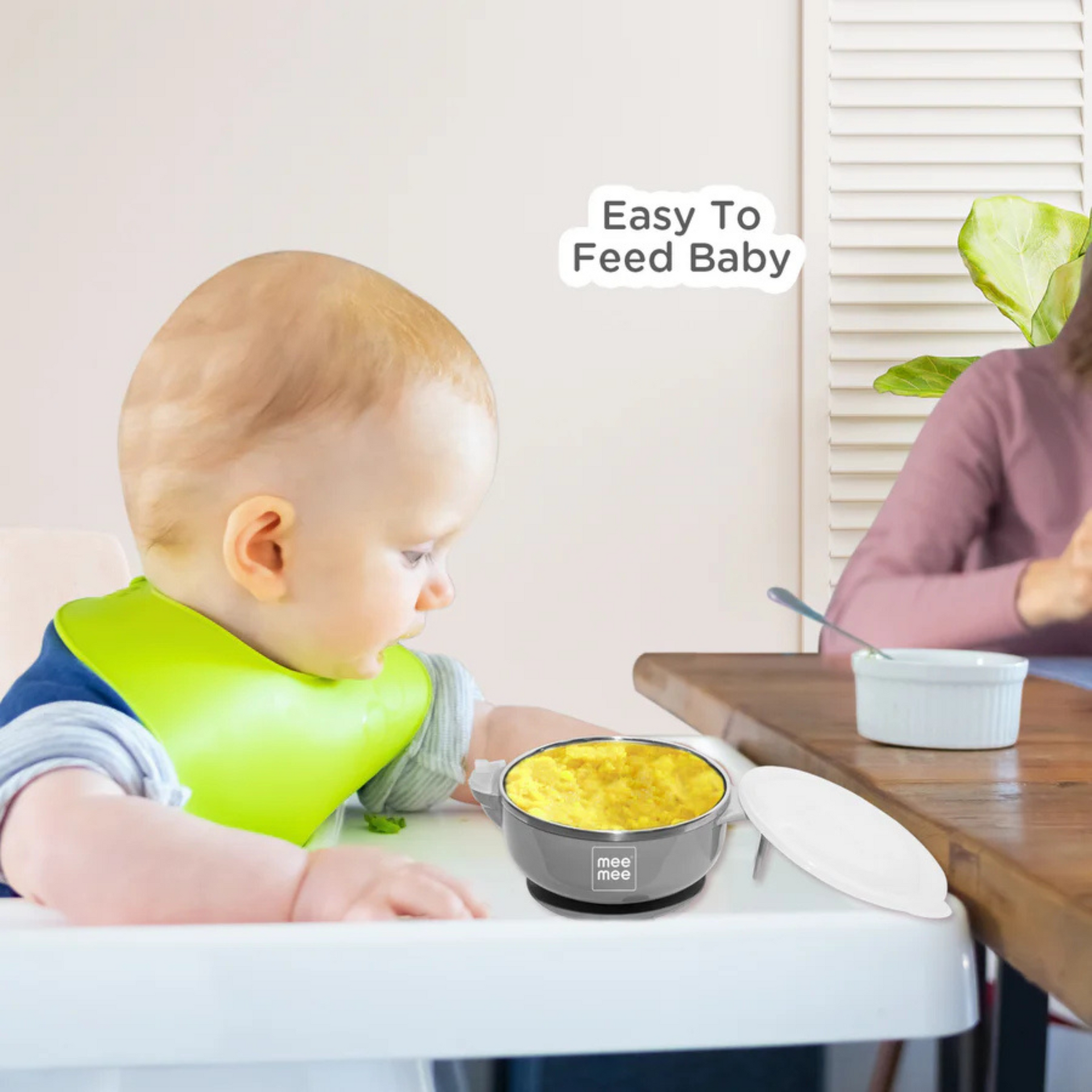 Mee Mee Air Tight Baby Feeding Bowl | BPA Free | Stay Warm Bowl | Food Remains Warm | Multi-Functional Snack/Fruit | Suction Non-Spill Bowl (Grey)