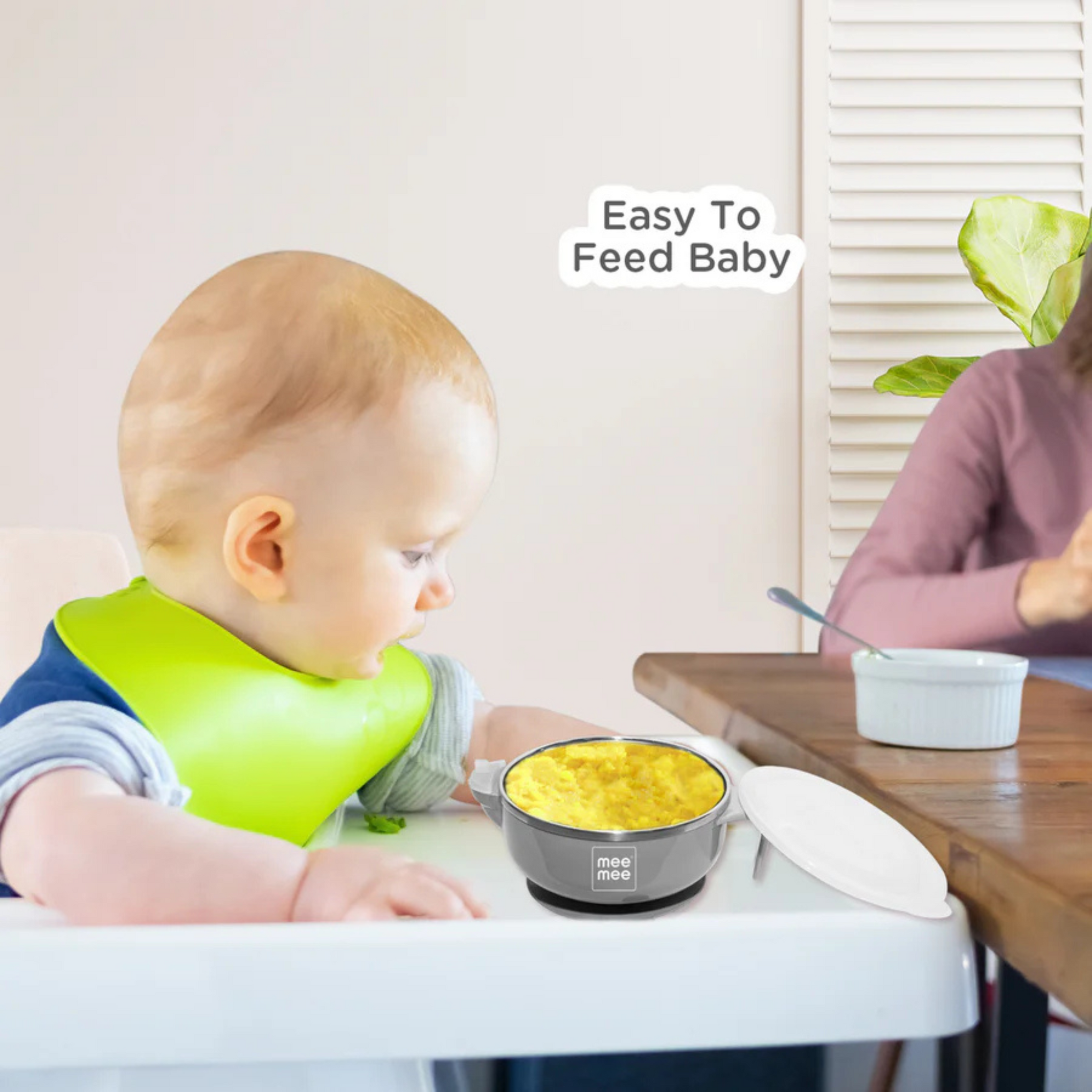 Mee Mee Air Tight Baby Feeding Bowl | BPA Free | Stay Warm Bowl | Food Remains Warm | Multi-Functional Snack/Fruit | Suction Non-Spill Bowl (Grey)