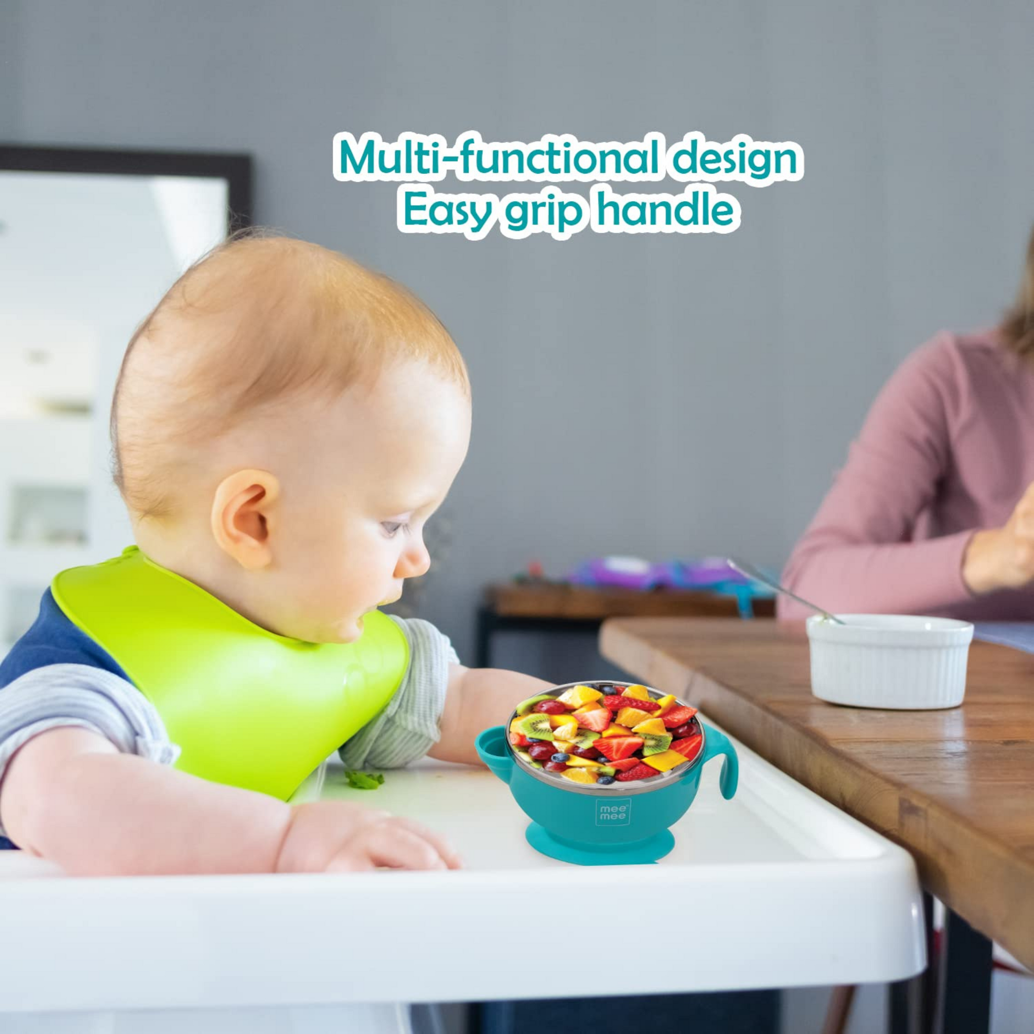 Mee Mee Air Tight Baby Feeding Bowl | BPA Free | Stay Warm Bowl | Food Remains Warm | Multi-Functional Snack/Fruit | Suction Non-Spill Bowl (Blue)