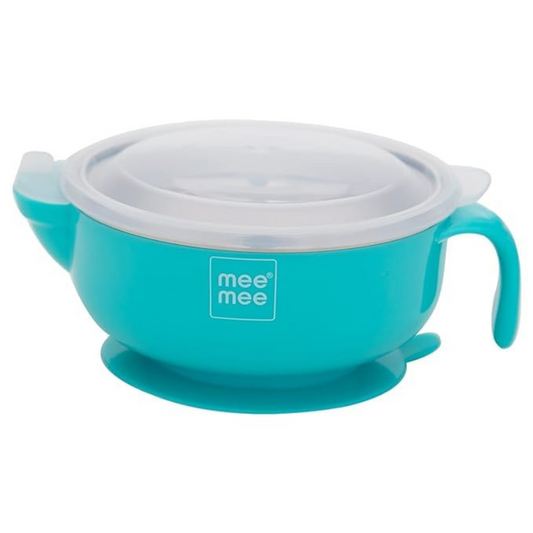 Mee Mee Air Tight Baby Feeding Bowl | BPA Free | Stay Warm Bowl | Food Remains Warm | Multi-Functional Snack/Fruit | Suction Non-Spill Bowl (Blue)