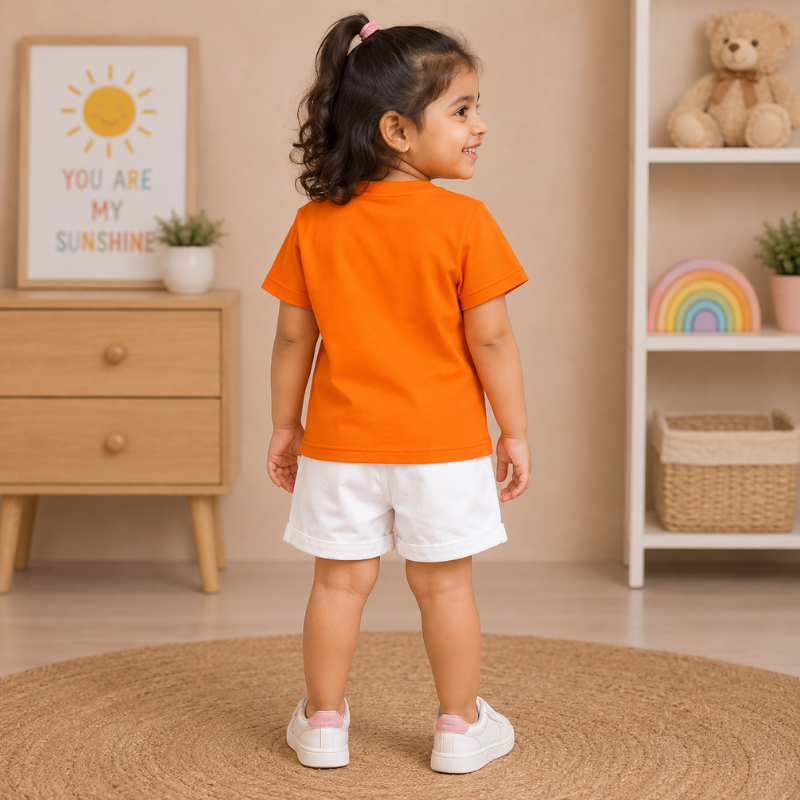 Smile Baby Girls Orange Hello Kitty Printed Cotton T-Shirt | 1–5 Years