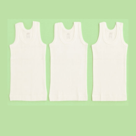 Boys’ Premium Cotton Ribbed Sleeveless Vest (Pack of 3) – Soft & Breathable Innerwear for Kids | Sizes 1–6 Years