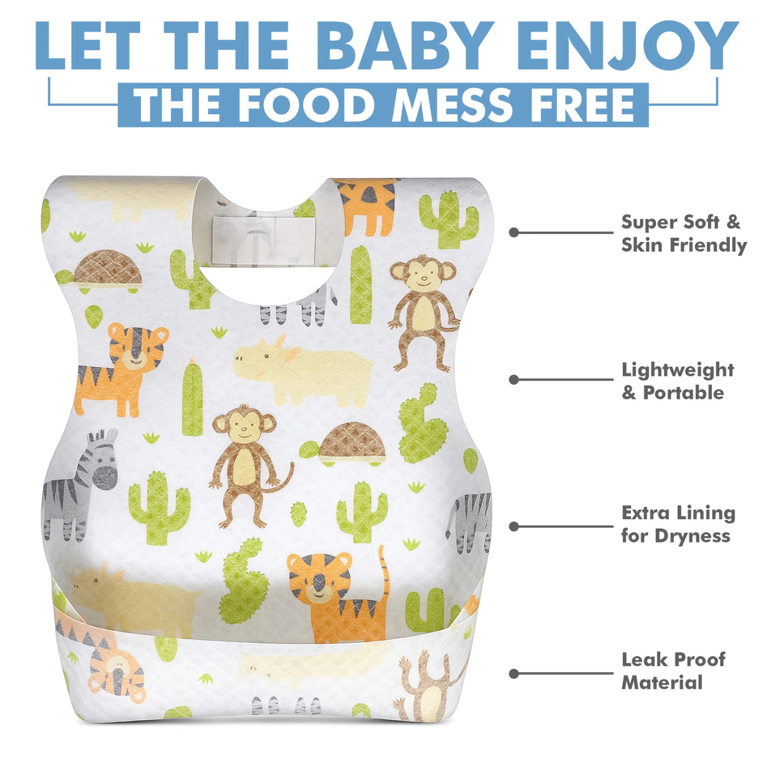 Smile Baby Disposable Baby Soft Travel Bibs – Waterproof, Leak-Proof, Pack of 30 Pieces