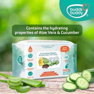 BuddsBuddy Olive Oil Based Natural Wipes for Babies with the goodness of Aloe Vera & Olive Oil | Moisturizing wipes for baby skin | Antibacterial Baby Wipes.