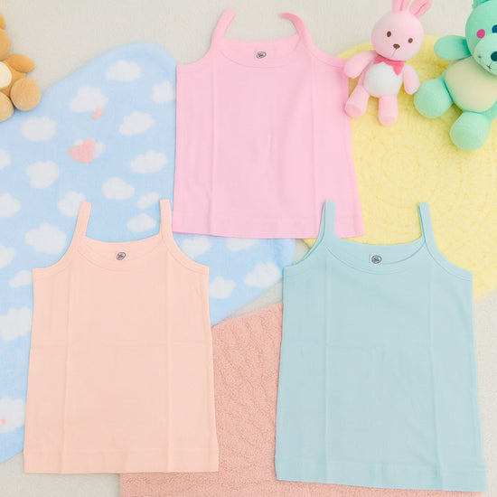 Baby Girls' Cotton Sleeveless Camisole Vest – Ultra Soft, Breathable Innerwear for 2-6 Years | Pack of Any 3