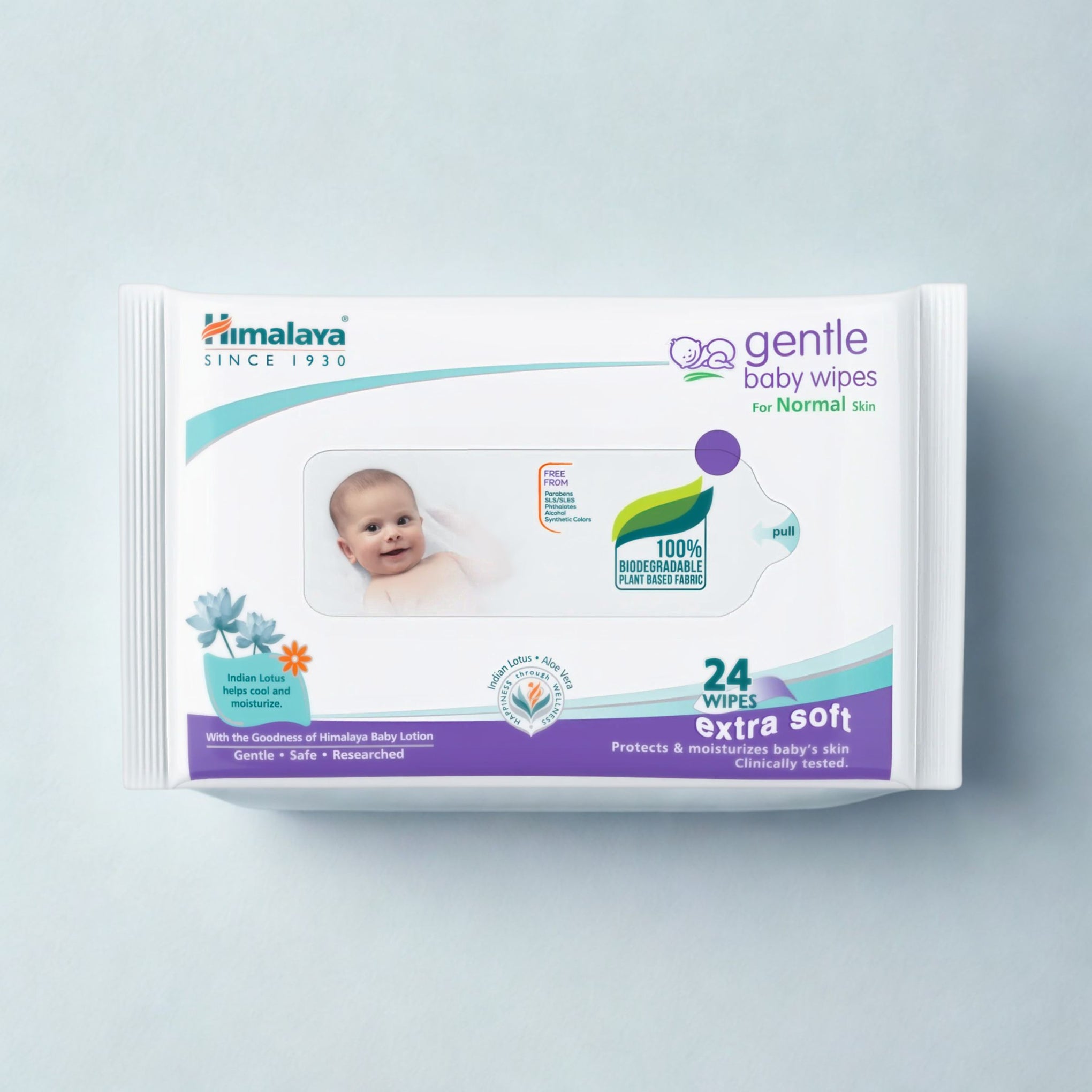 Himalaya Gentle Baby Wipes |100% Biodegradable Plant-based fabric | Indian Lotus & Aloe Vera | Extra Soft