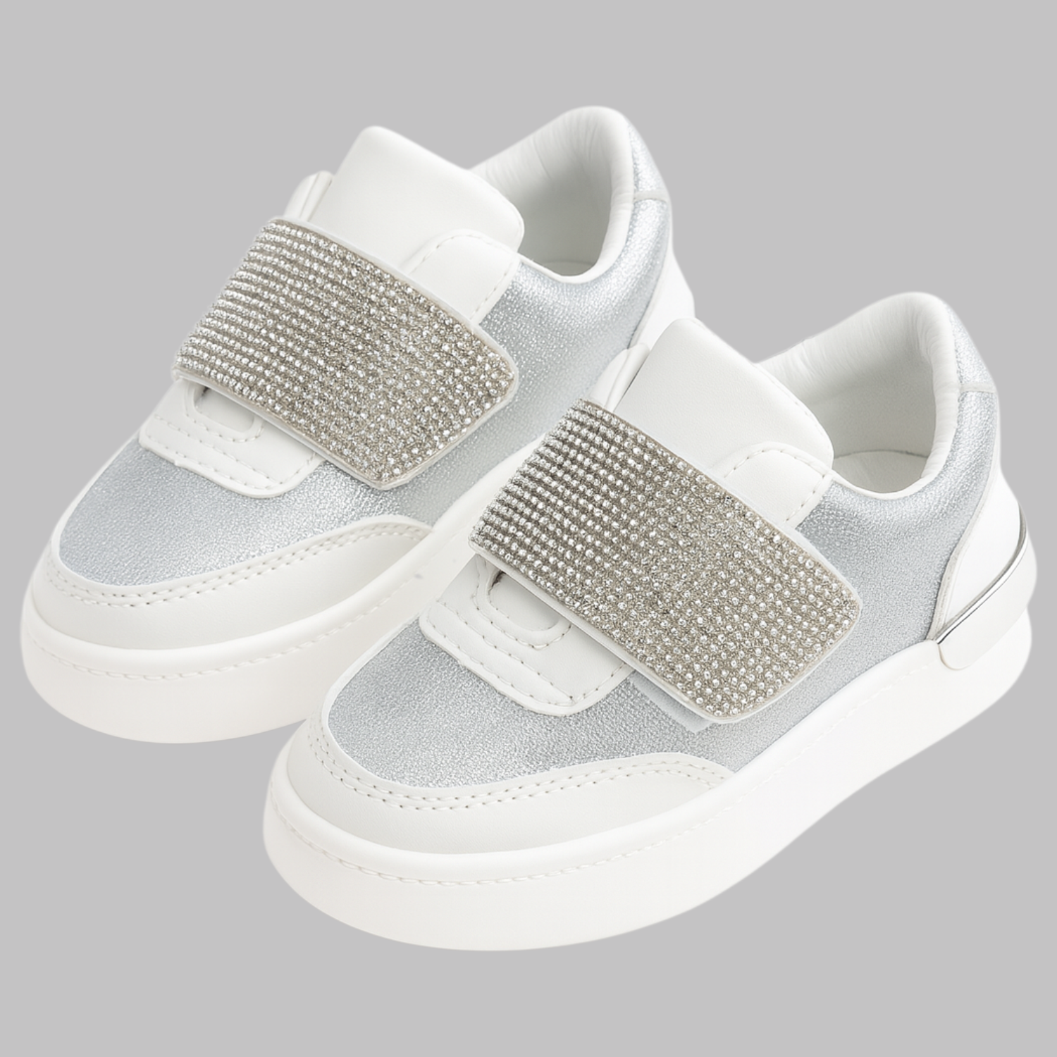 Smile Baby Sparkle Step Sneakers – Pink And Silver Glitter Shine Shoes for Girls (1–8 Years)